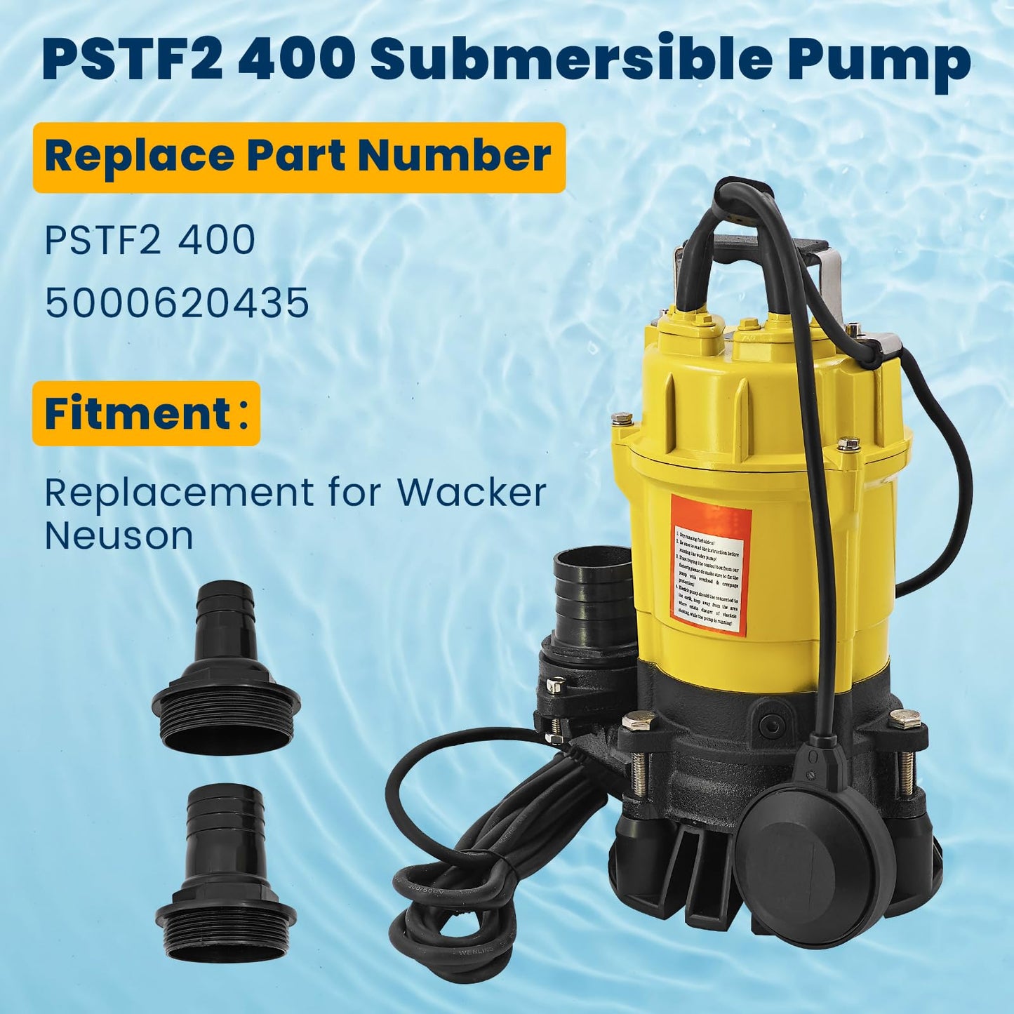 PSTF2 400 5000620435 Submersible Pump with Float Switch 1/2 HP 110V 2'' Dewatering Pump Effluent Pump Replacement for Wacker Neuson for Pool Basement Outdoor Pond Draining