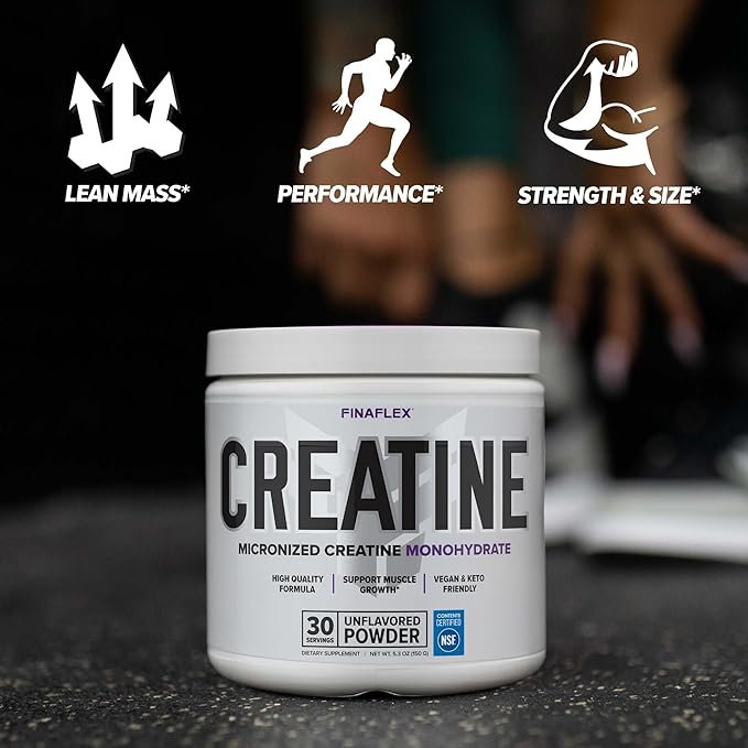 FINAFLEX Pure CREATINE, Unflavored - 5.3 oz - Promotes Muscular Strength, Size & Performance - 100% Pure, Micronized Creatine Monohydrate - NSF Certified - 30 Servings
