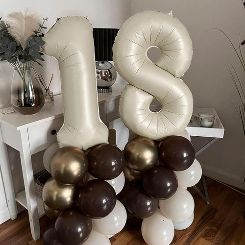 Beige Number Balloon 1 by [Brand Name] - 40 Inch Large Cream Foil Mylar Balloon for Birthday & Wedding Celebrations