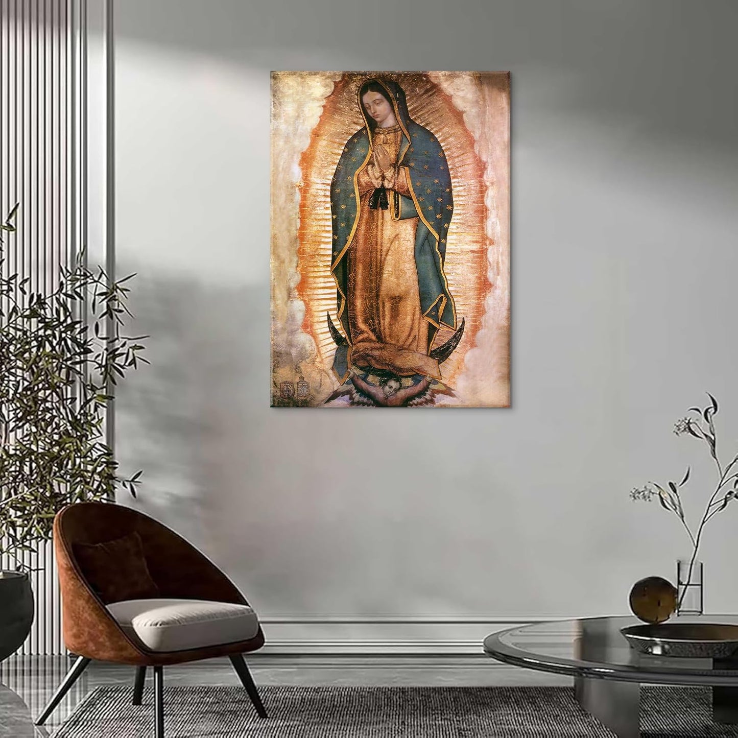 Our Lady of Guadalupe Wall Art | Framed Portrait Painting for Catholic Decor - 8x10 Canvas