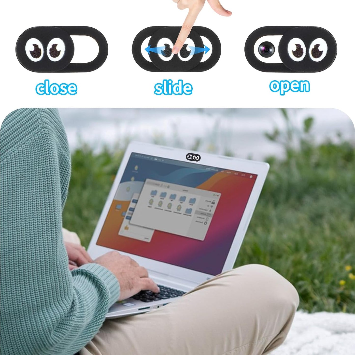 AOZUO 8PCS Thin Webcam Cover Slide, Phone Camera Cover Laptop Camera Blocker Slider Strong Adhesive Protect Privacy