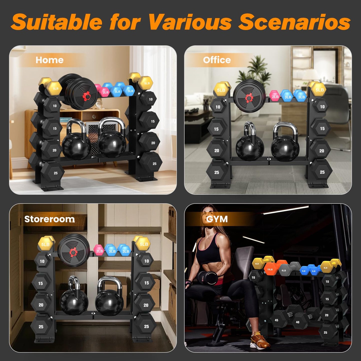 DERACY Dumbbell Rack Stand Only, 5 Tier Black Dumbbell Stand for Home Gym, Heavy Duty Steel Weight Rack Holds 8-30LB Pairs, 450LBS Capacity Free Weight Storage Organizer for Strength Training Equipment