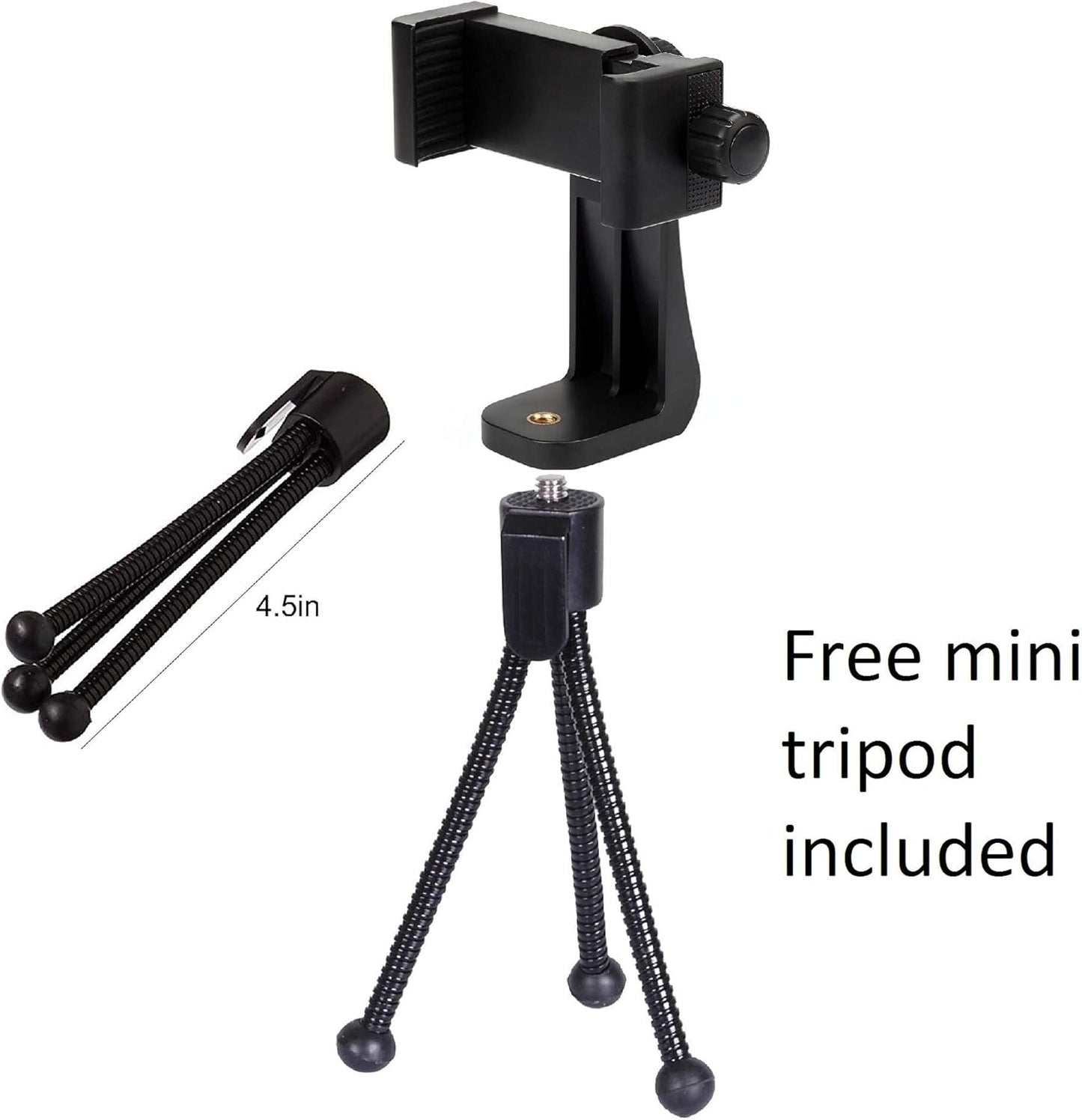 Alphx Innovations Alphx Tripod Phone Adapter with Adjustable Clamp, Vertical and Horizontal Holder to Mount Cell Phones