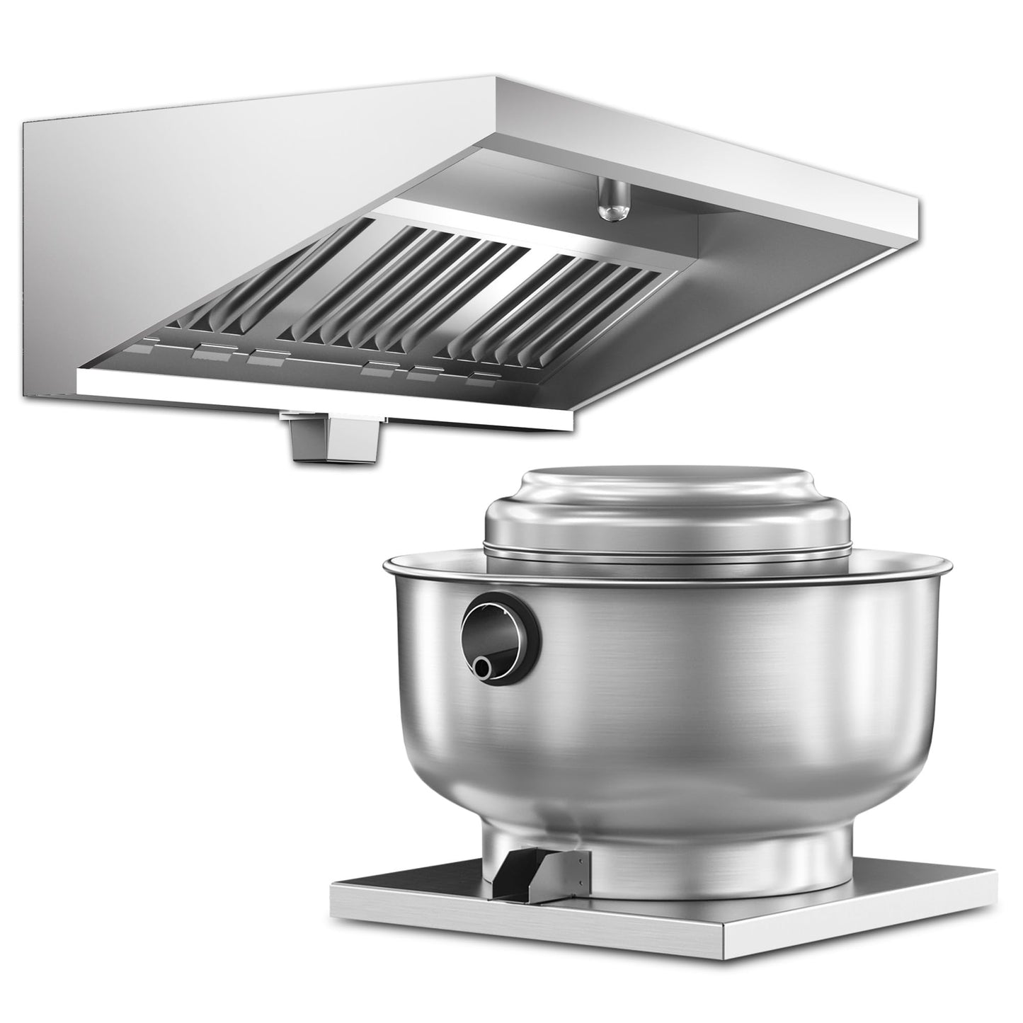 Food Truck Low Profile Exhaust Hood System Includes a 6FT Stainless Steel Commercial Exhaust Hood and an 0.5HP Restaurant Canopy Hood Grease Rated Exhaust Fan