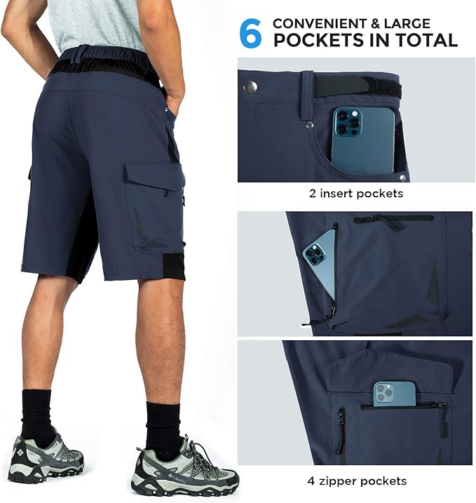 XKTTAC Men's Outdoor Quick Dry Lightweight Stretchy Shorts for Hiking, Tactical, Camping, Travel with 6 Pockets