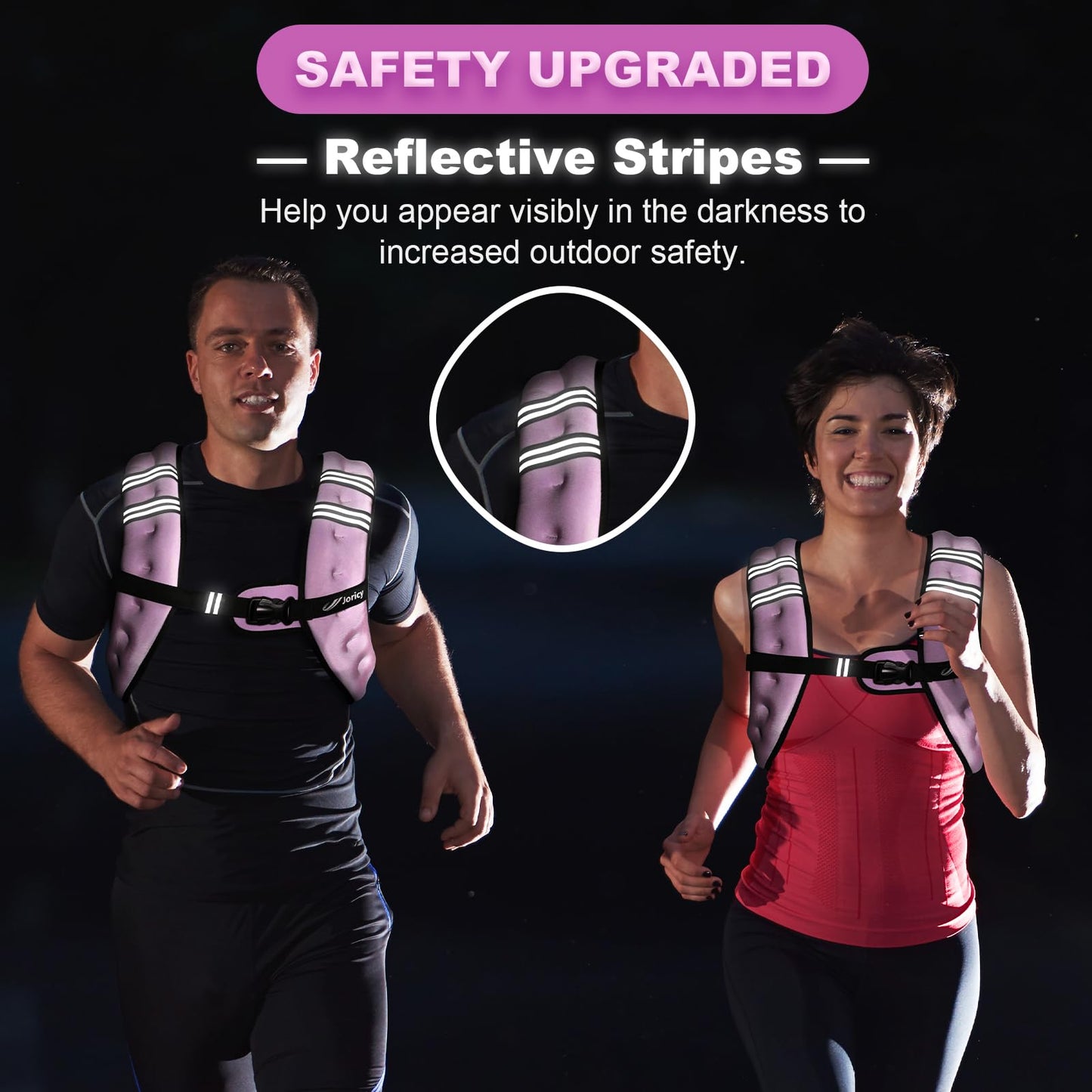Weighted Vest for Woman Men 15lb Weight Vest with Reflective Stripe, Rucking Running Vests for Workout Walking Strength Training Weight Loss Fitness Muscle Building Weightlifting Light Purple