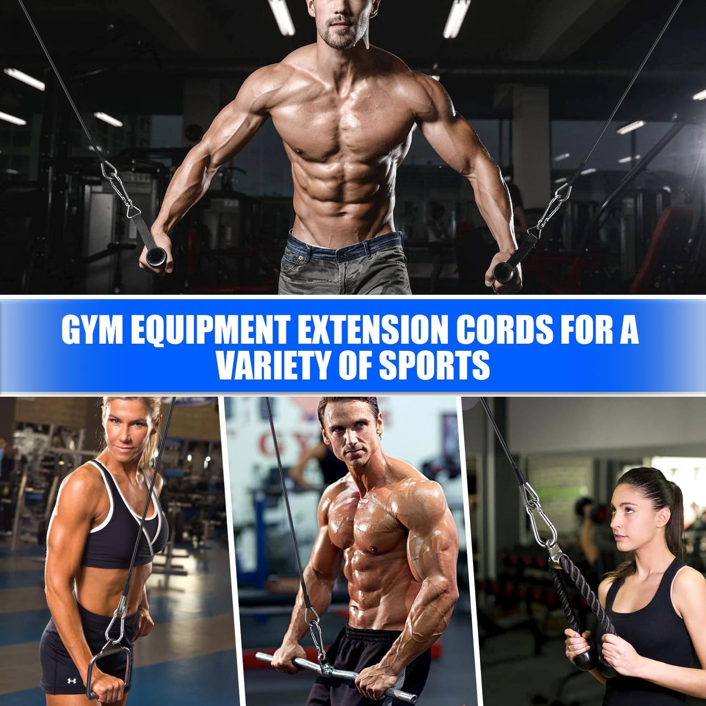 TOBWOLF 2PCS 39" Gym Extension Cable, Fitness Cable Extension Compatible with Bowflex Home Gym Accessories, Replacement Gym Cables Machine Extension for LAT/Tricep Pull Down & Leg Extensions Machine