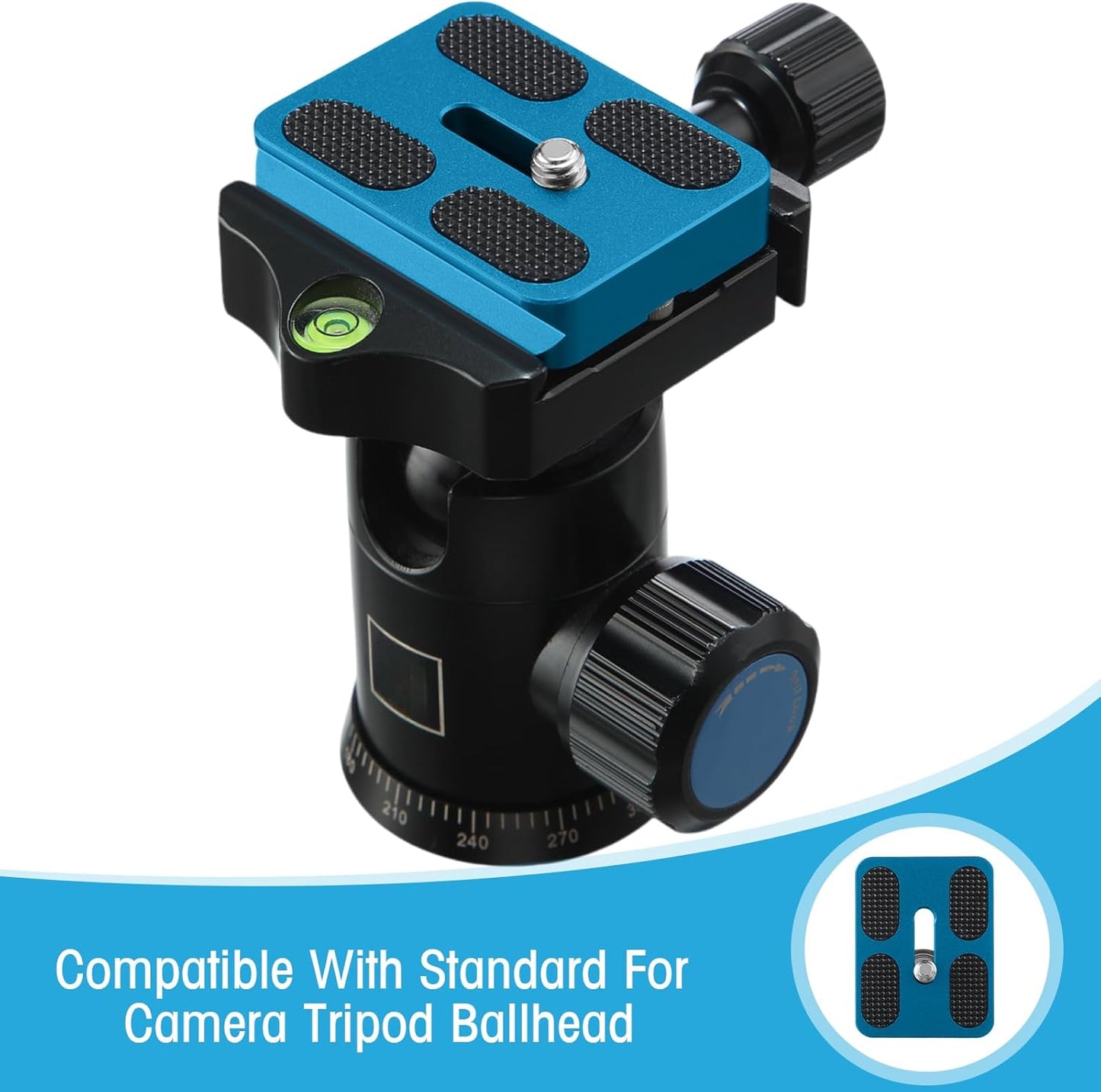 Frienda 2 1/4''-20 Head(Blue,Pu50) Pieces Metal Quick Release Plate with Camera Screw Tripod Mount Plate Fits Standard