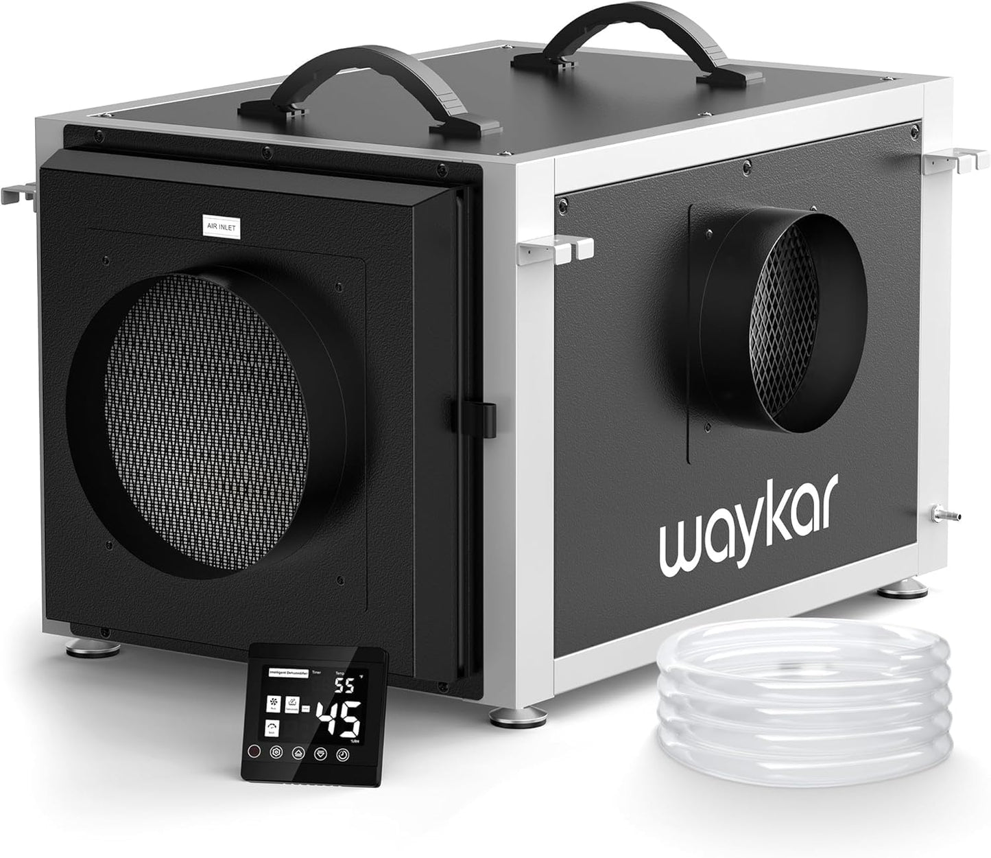Waykar 216 Pints Crawl Space Dehumidifier with Pump, Remote Control & Dual Duct, HVAC Commercial Dehumidifier for Basement, Whole House & Water Damage, 8000 Sq. Ft, 10-90% RH - 5-Year Quality Coverage