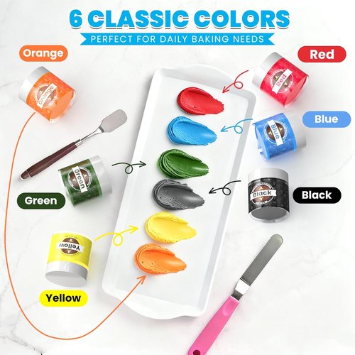 Natural Food Coloring - 6 Colors Non-Toxic Hyper-Concentrated Dye-Free Powder | 5g Each Bottle