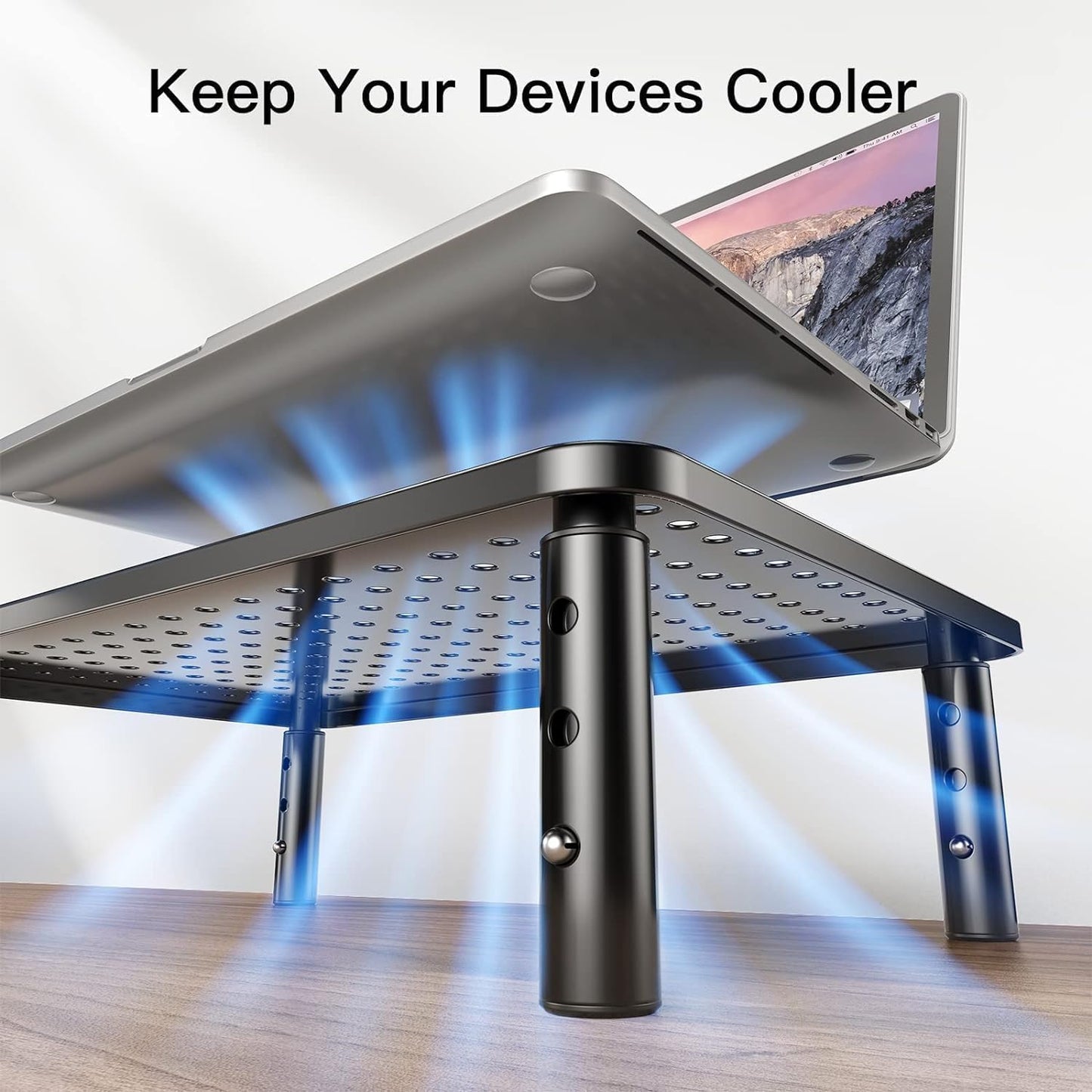 2 2 Pack, HUANUO Monitor Stand for Desk, Computer Monitor Stand Height Adjustable, Monitor Riser for Monitors, Laptop