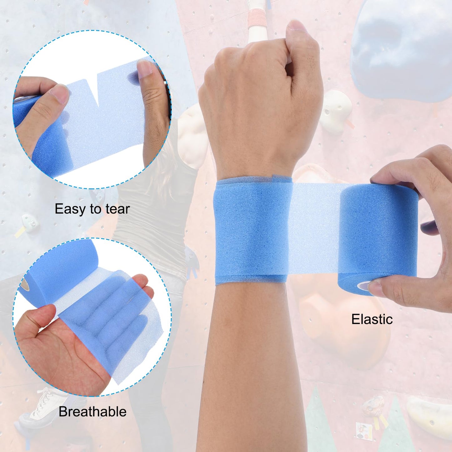 PATIKIL Foam Pre Wrap Athletic Tape 2.75 Inch x 30 Yards, 4 Rolls Non-Adhesive Prewrap Headbands for Hair Soccer Sport Wrists Elbows Knees Ankles, Dark Green