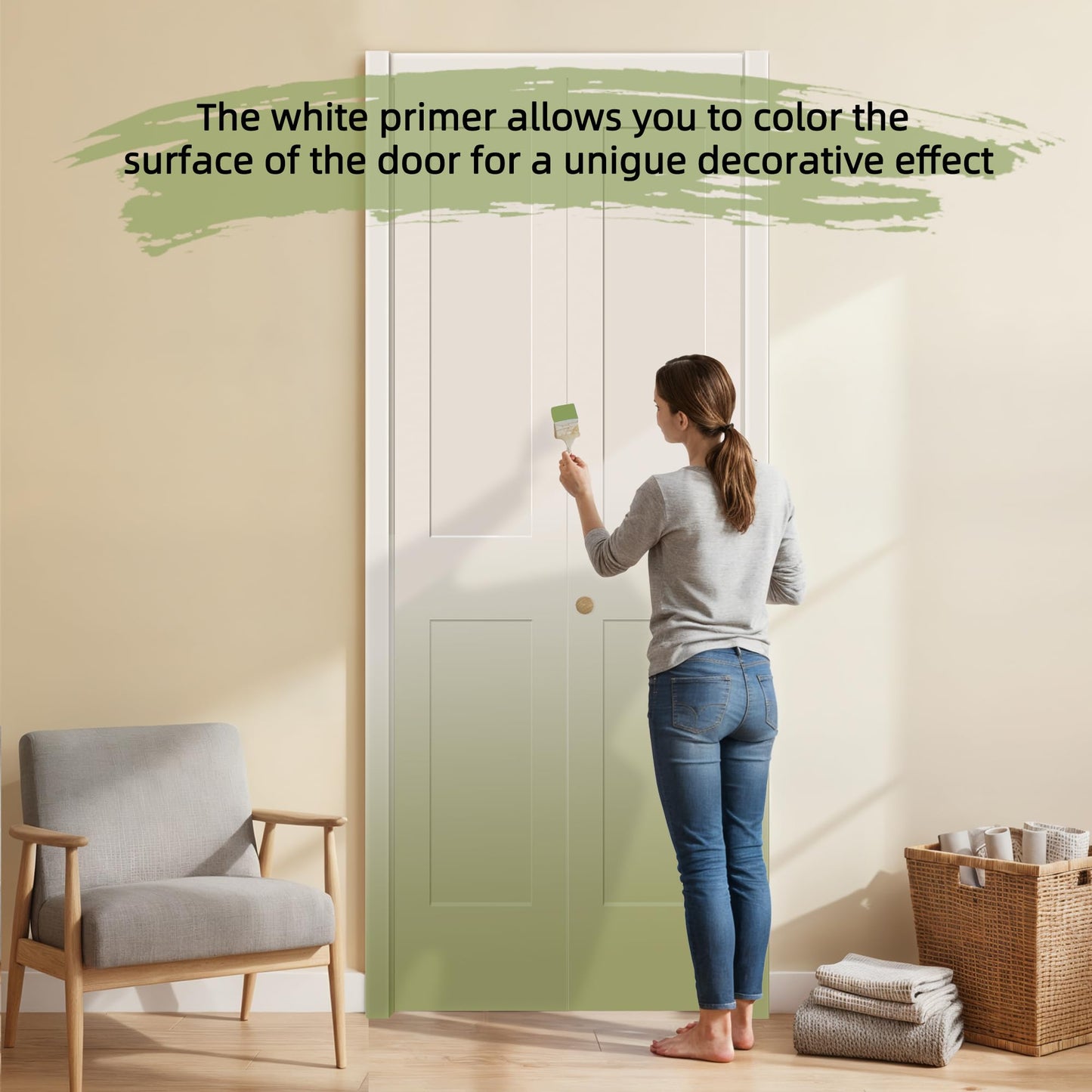 Brosisincorp 30" x 80" Shaker Bifold Closet Door, Solid Wood Core Interior Folding Door, Pre-Assembled & Paintable, Complete Hardware Kit Included, White 2-Panel