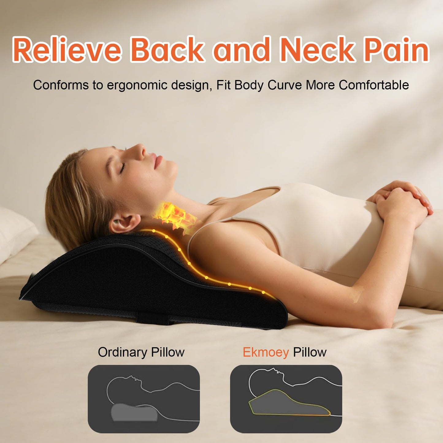 Ekmoey Back Massager with Heat for Pain Deep Tissue 3D Kneading Massage Pillow for Shoulder, Back, Neck, Leg, Body Relaxation at Home, Office, Gifts for Mom Dad Women Men