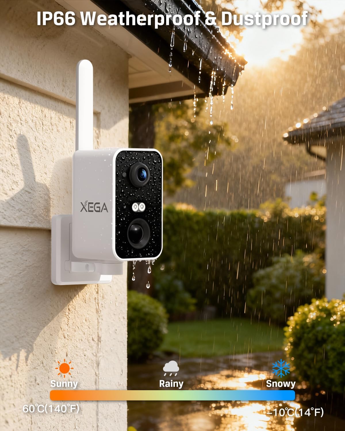 Xega 4G 10000mAh 180, 2K 2-Way IP66, Cellular Security Camera: Battery, No WiFi Need, Pan Motion Detection, Color Night