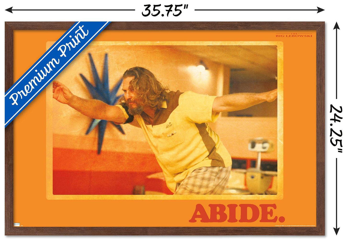 The Big Lebowski - Abide Wall Poster, 34L" x 22.4W", Mahogany Framed Version