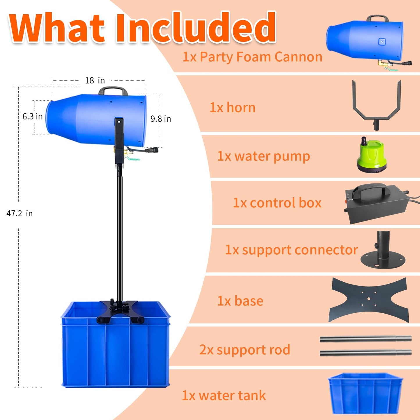 Foam Machine for Party, Party Foam Machine with Water Tank, Foam Cannon for Garden, Pool, Indoor, Birthdays, Celebrations, and Backyard Events (Blue)
