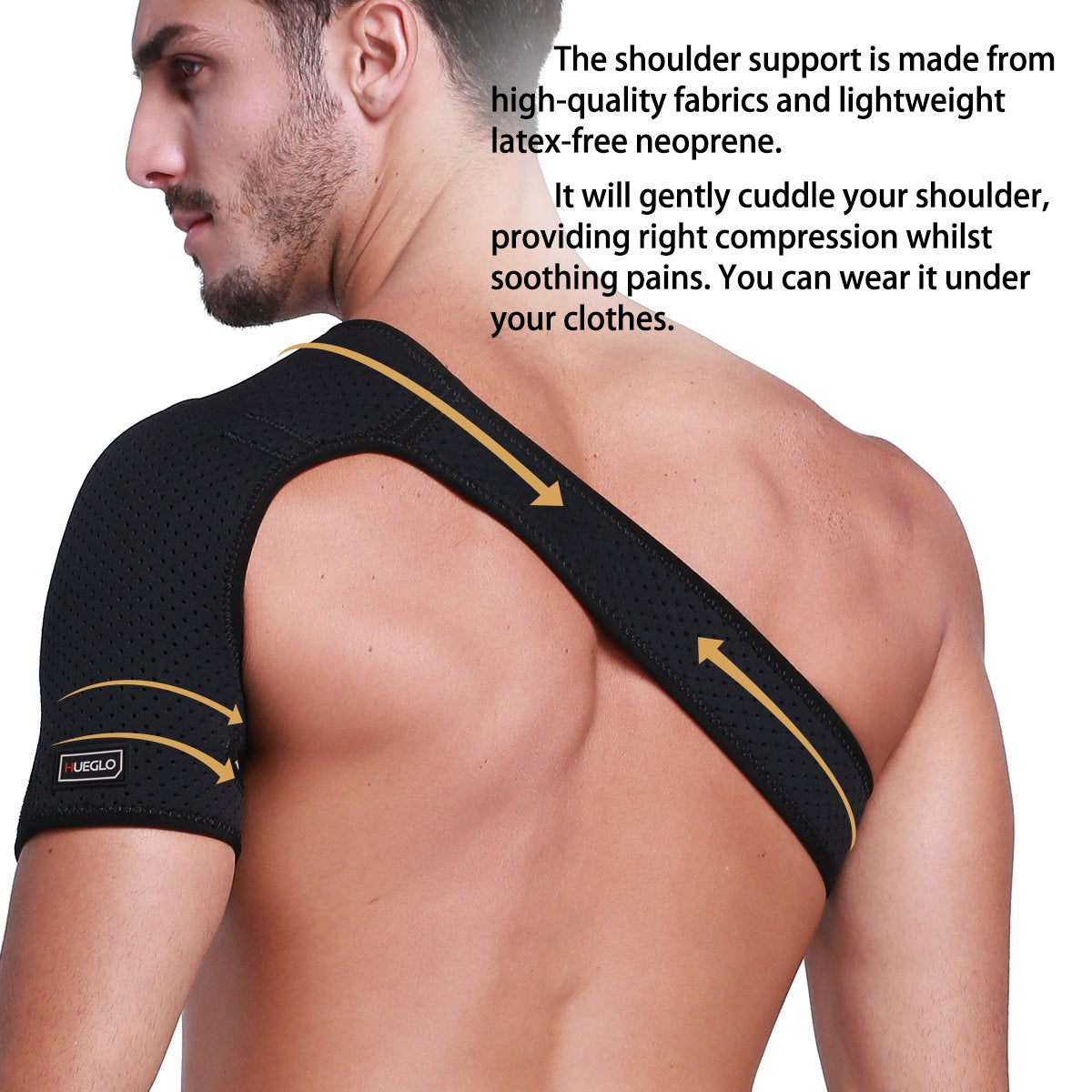 HUEGLO Shoulder Brace for Men and Women,Adjustable Shoulder Support for Torn Rotator Cuff,Shoulder Compression Sleeve for AC Joint Pain Relief,Dislocation, Bursitis,Large (Right)