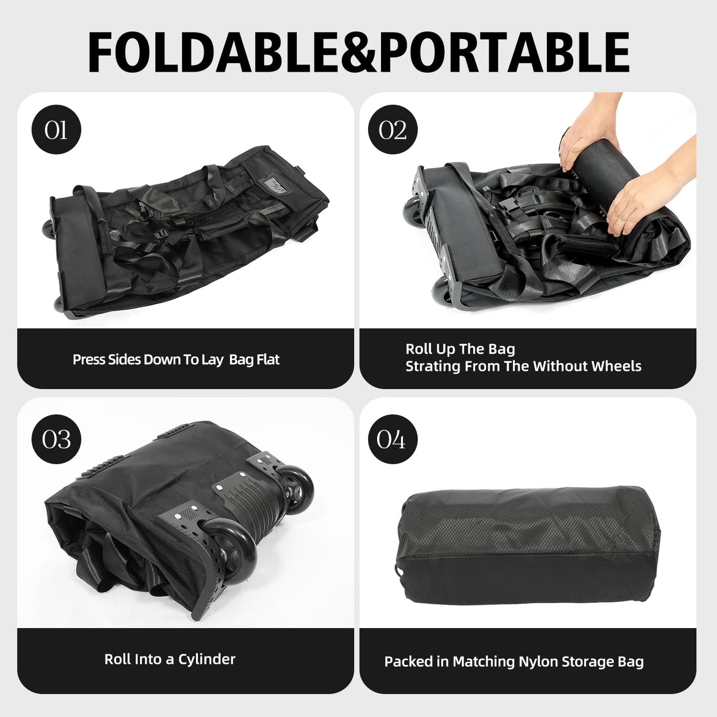 XINGOHQ 80L Rolling Duffle Bag with Wheels - Heavy-Duty 33.5" Foldable Duffel, Water-Resistant Wheeled Luggage with Shoulder Straps for Camping, Gym, Airplane (Black)