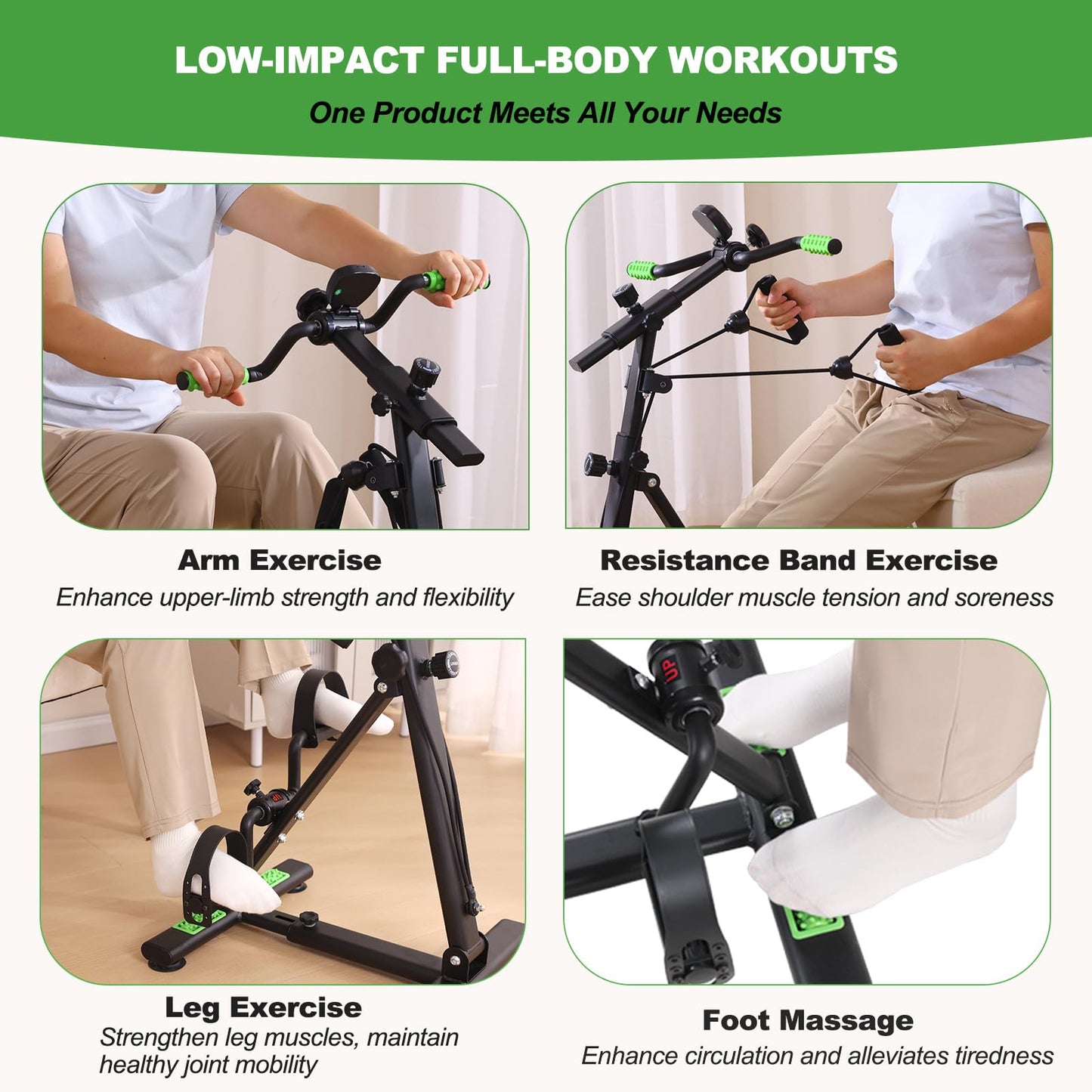 MDODM Pedal Exerciser Bike for Seniors, Arm Leg Hand and Knee Elderly Exercise Equipment, Sitting Home Exercise Machine for Total Body, Great Gift for Elderly