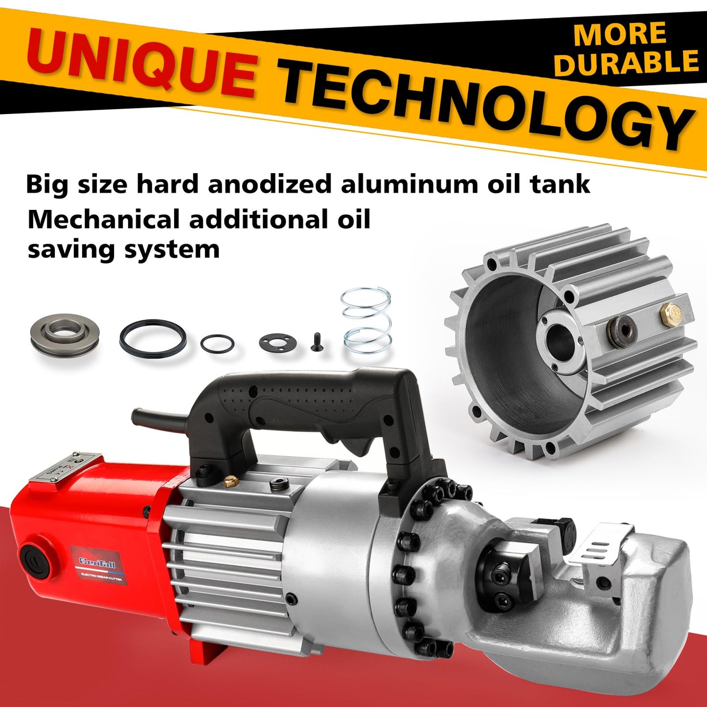 CENTALL 1" Electric Hydraulic Rebar Cutter 2-3S Cutting Speed Portable Rebar Cutter Cutting Rebar 4-25mm #8 120v/60hz (RC25)