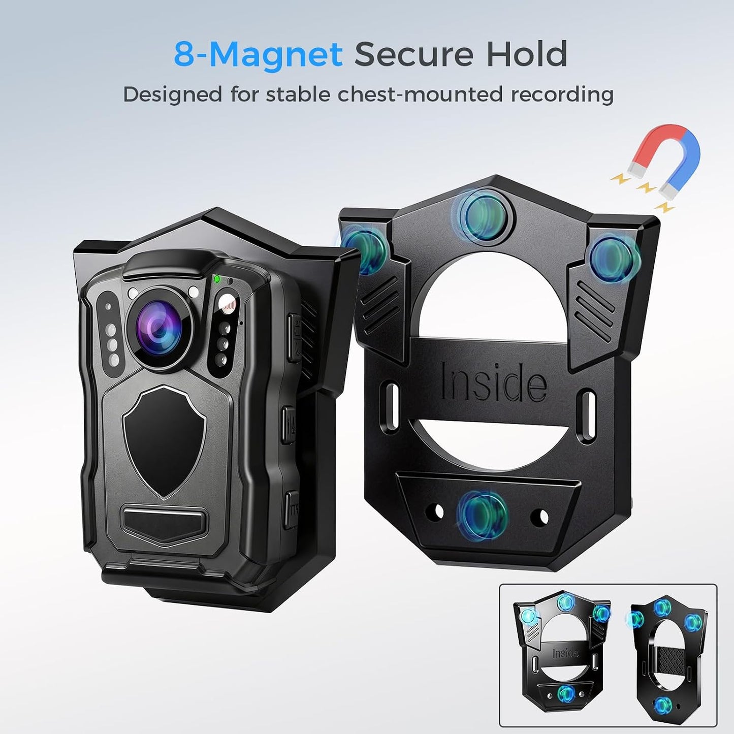 MiooNioo 2Pack MN-N1Two Sets The The Magnetic Stand for Clothing is Suitable for Action Cameras, Law Enforcement