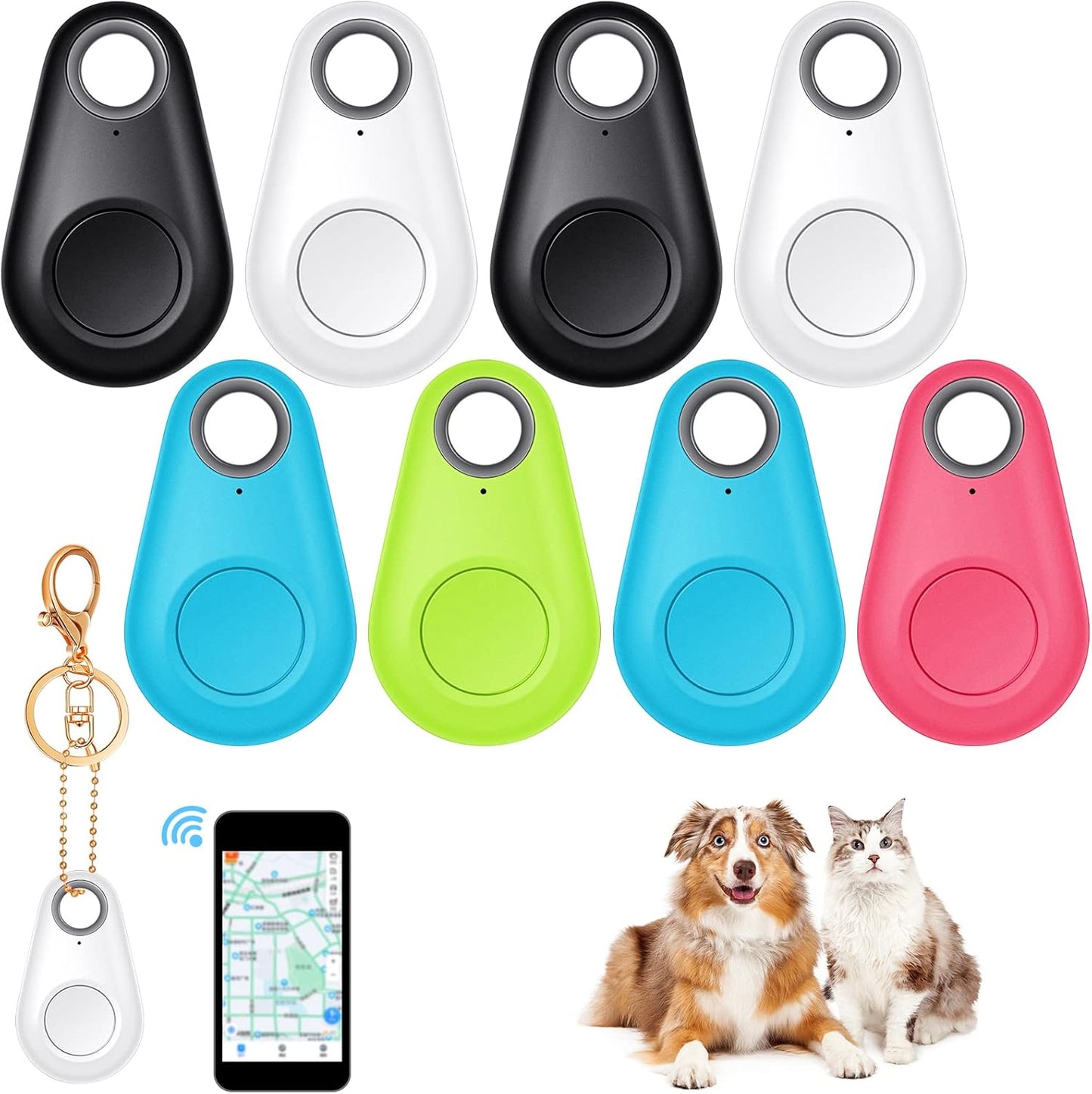 Konohan 8 Pack 5 Key Finder Locator Anti Lost GPS Tracker Wireless Anti Lost Alarm Sensor Device Finder Mini Pet GPS