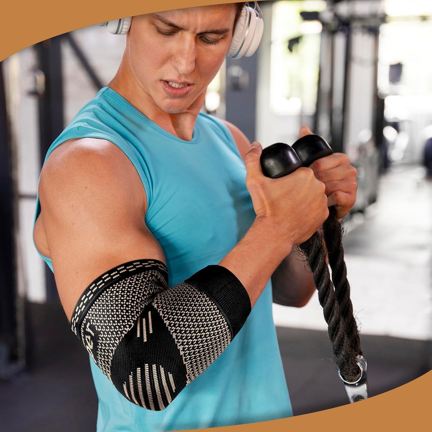Copper Elbow Sleeve,Elbow Compression Sleeve, Elbow Brace For Tendonitis and Tennis Elbow,Golfers, Arthritis, Bursitis. Elbow Pain Relief,Weightlifting, Fit for Men & Women (Medium, Strap Style)