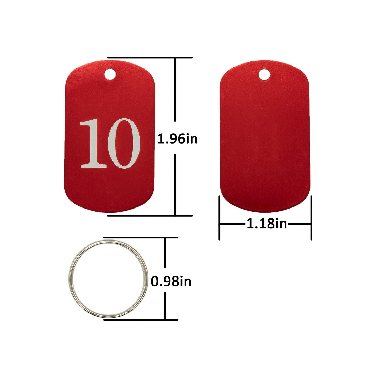 StayMax Aluminum Numbered Tags Key Tags ID Tags (1-25, Red)