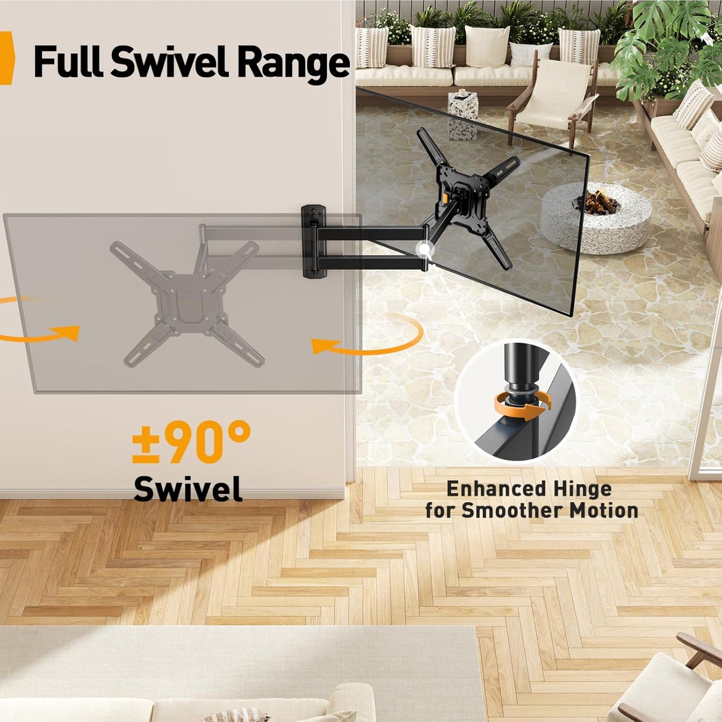 Perlegear Long Arm TV Wall Mount - Full Motion Bracket for 26-70 Inch TVs, 100 lbs Capacity, Swivel & Tilt