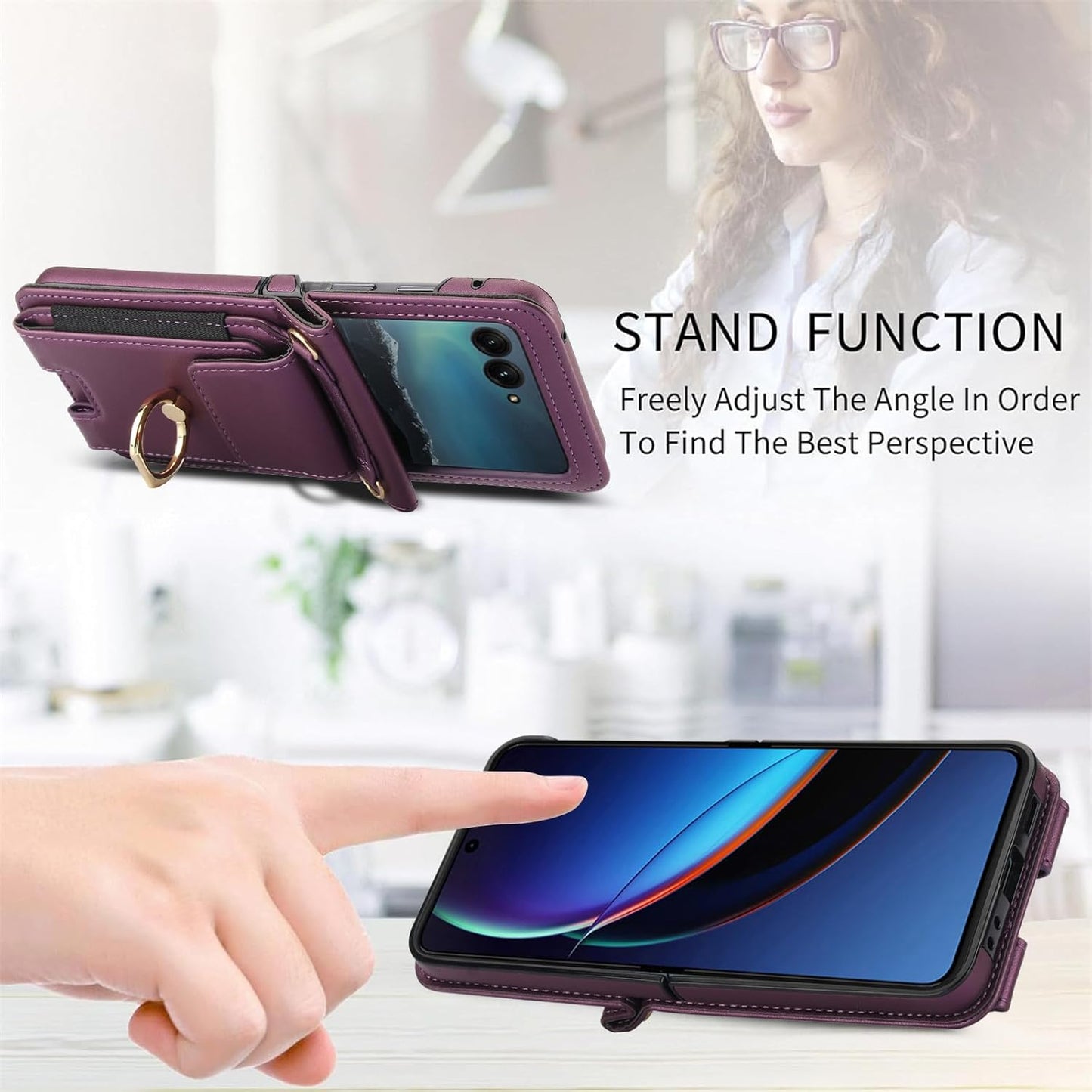 Asuwish 50 2024/Razr 2024 Plus2024 Phone Case for Motorola Moto Razr Ultra/Razr+ Plus Wallet Cover with Ring Crossbody