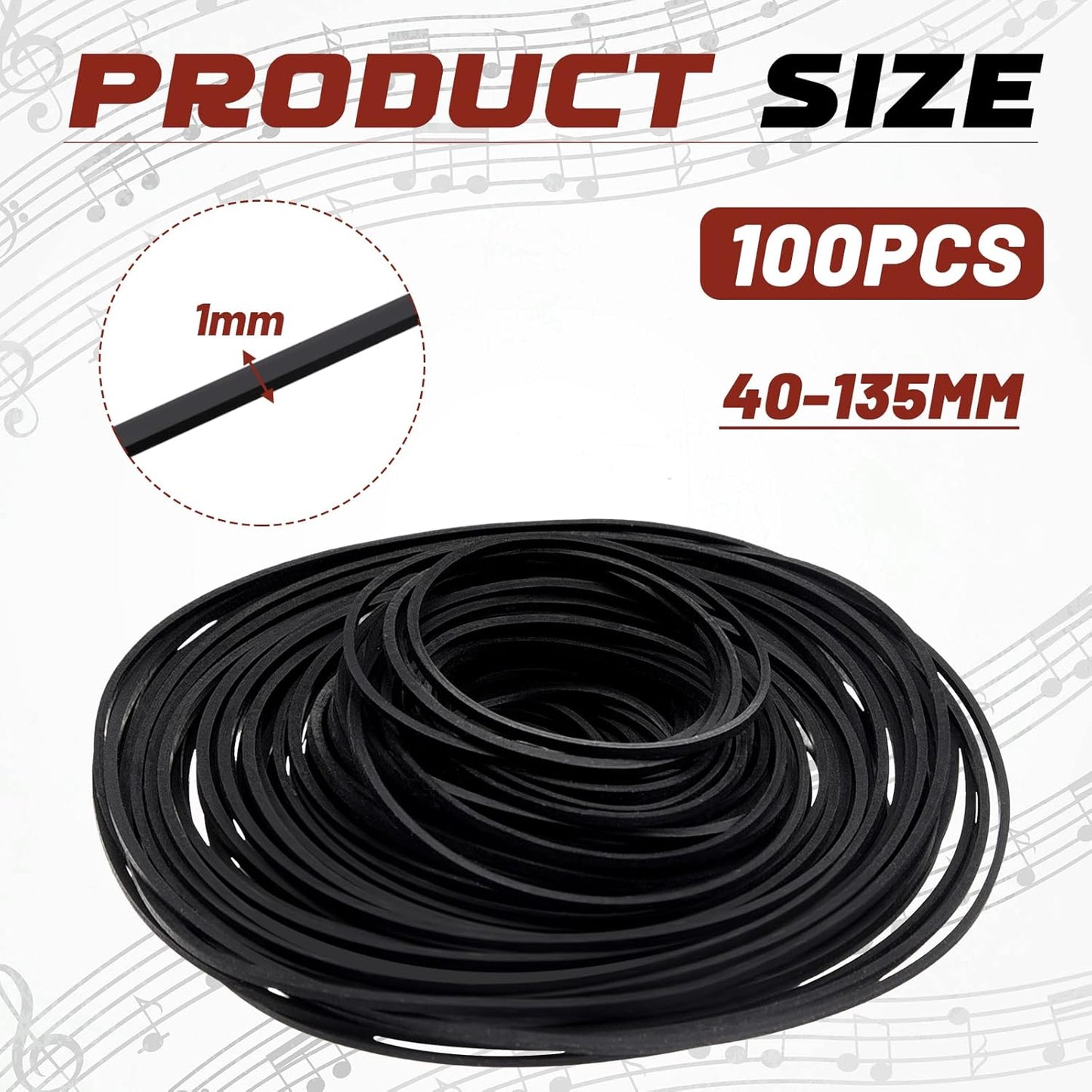 100 40-135 mm Cassette Cassette Drives(1mm Kanayu Pcs Recorder Rubber Belts Square Tape Machine Repair Maintenance Mix