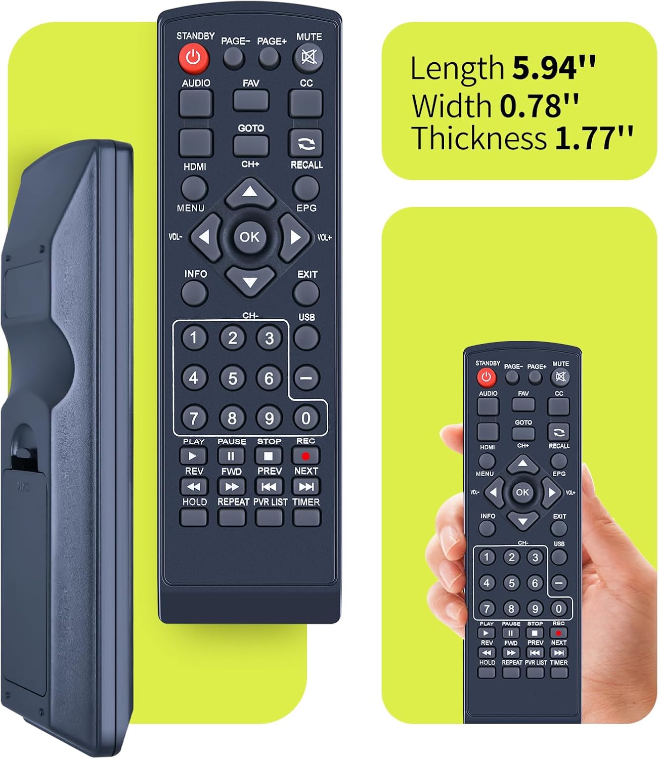 RYQIF TVTR149B Replacement Remote Control fits GPX Digital TV Tuner and Recorder