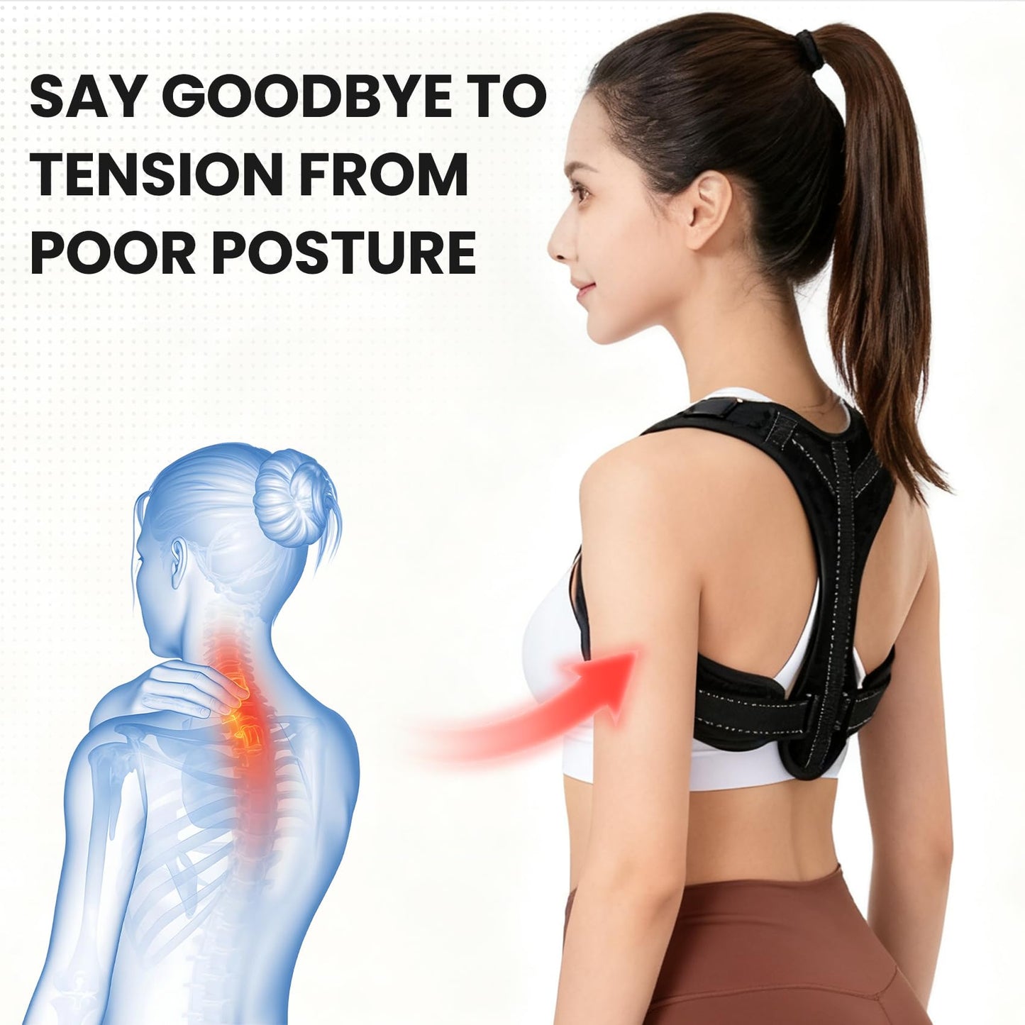Posture Corrector for Men and Women, Adjustable Back Brace Upper Spine Straightener, Breathable Shoulder, Neck, Clavicle & Back Support, Relieve Slouching, Hunching, and Back Pain, XL