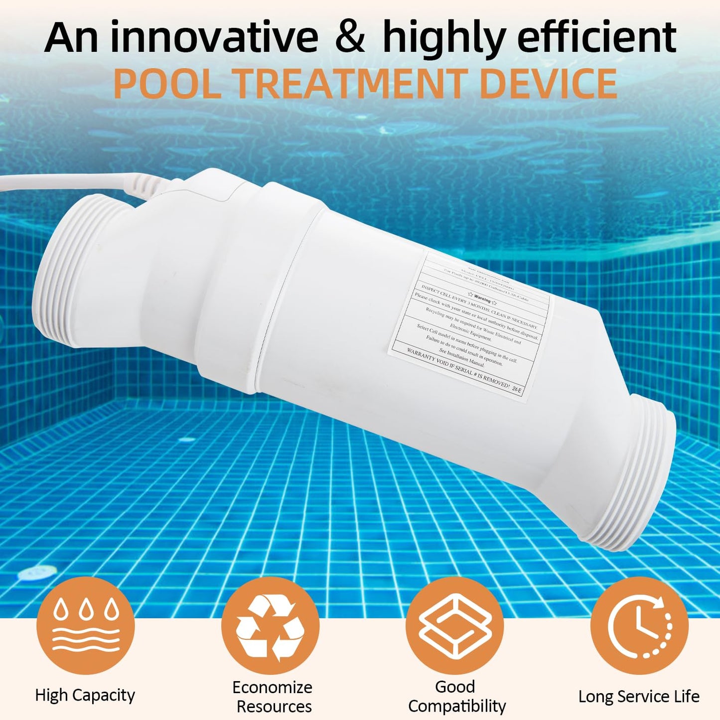 Autopartsfreer Pool Chlorinator Salt Cell, Compatible with Hayward T-CELL-15 W3T-CELL-15, for Salt Water Pool Chlorine Generator Systems, Up to 10,000 Hours Theoretical Service Life