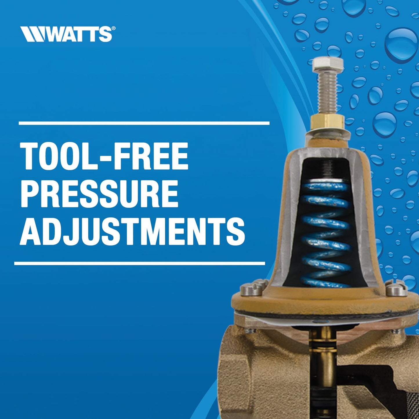 Watts LF25AUB-Z3 Series 3/4" Lead-Free Cast Copper Silicon Alloy Water Pressure Reducing Valve, Solder Union Outlet x NPT Female Outlet, Polymer Seat, Adjustable Pressure 25 to 75 psi, Maximum 300 psi