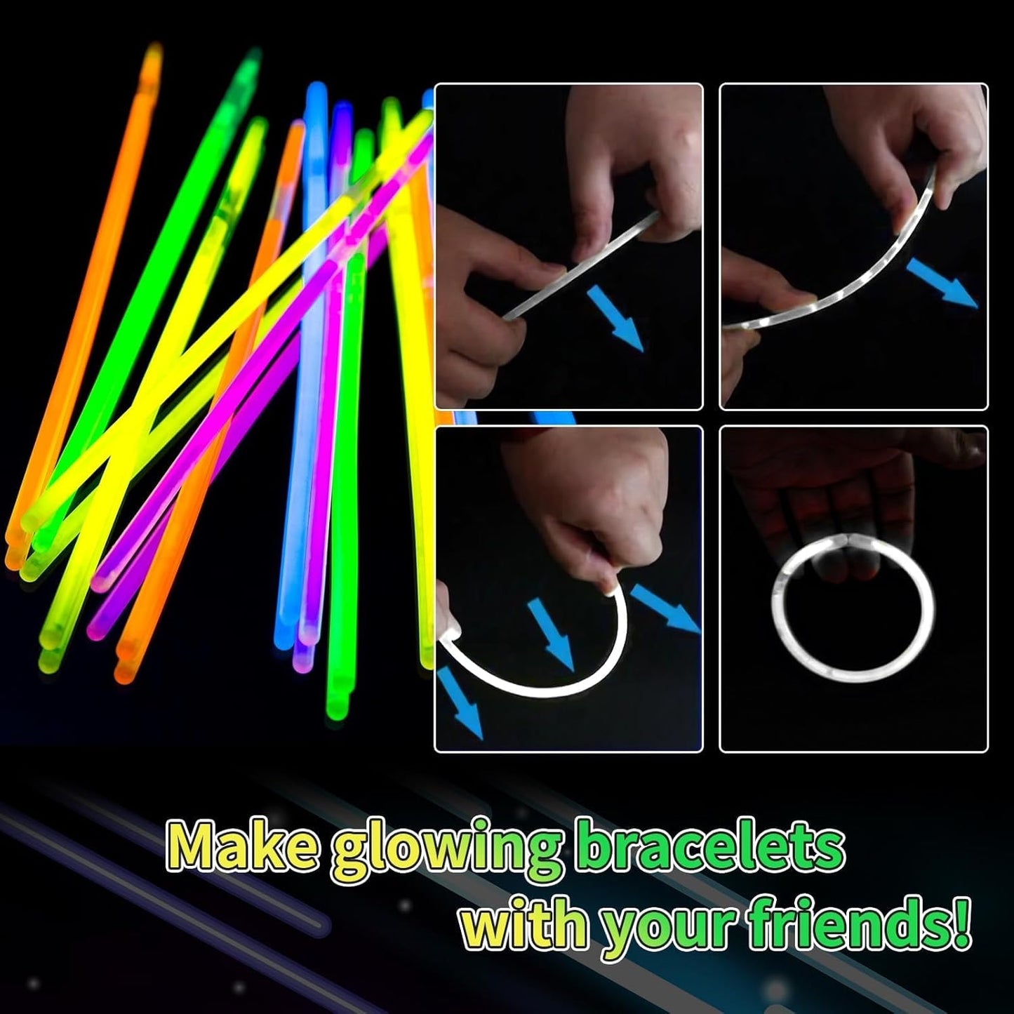 Skiennix 200 Pack Glow Sticks - 8'' White Light-Up Party Favors with Connectors for Birthdays & Holidays