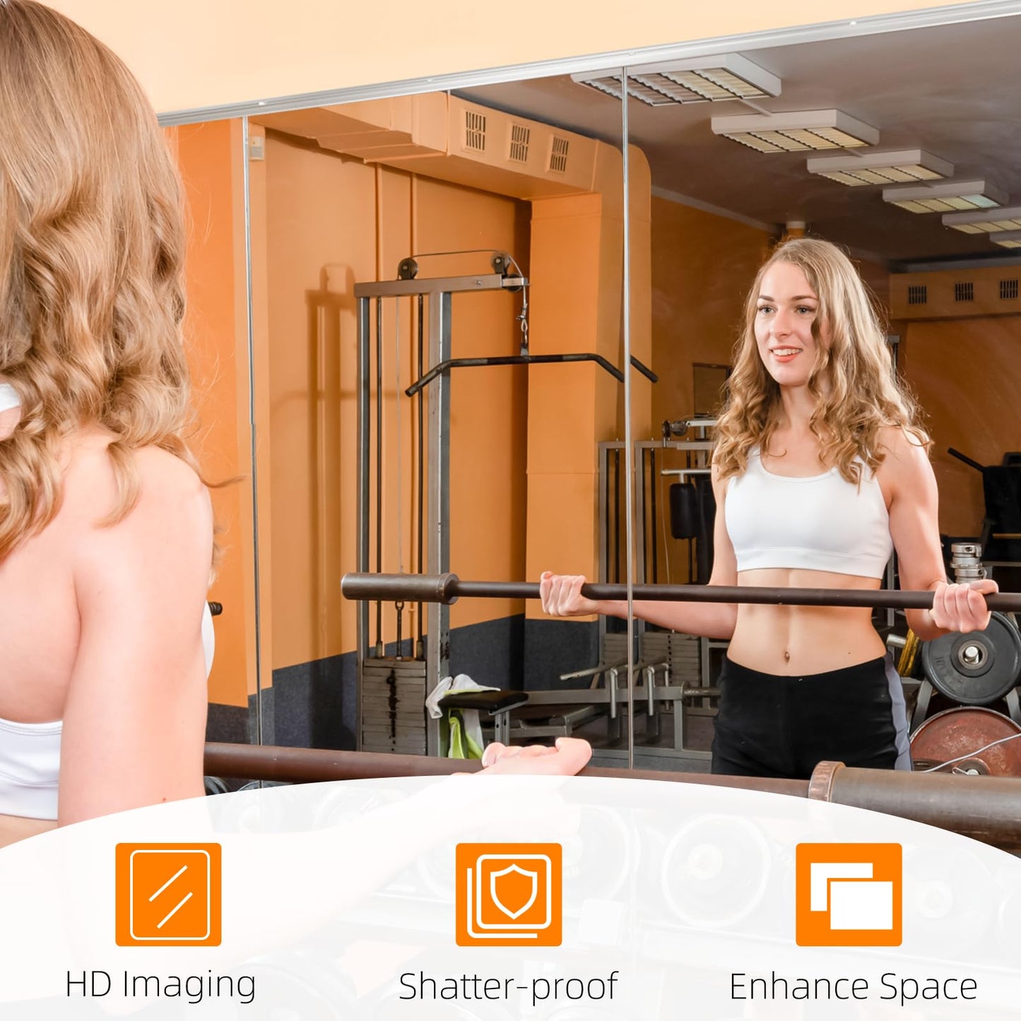 pertetey Home Gym Mirror, 2Pack 67X24 Inch Frameless Large Tempered Glass Wall Mounted Full Mirror for Gym, Yoga Studio, Dancing Studio