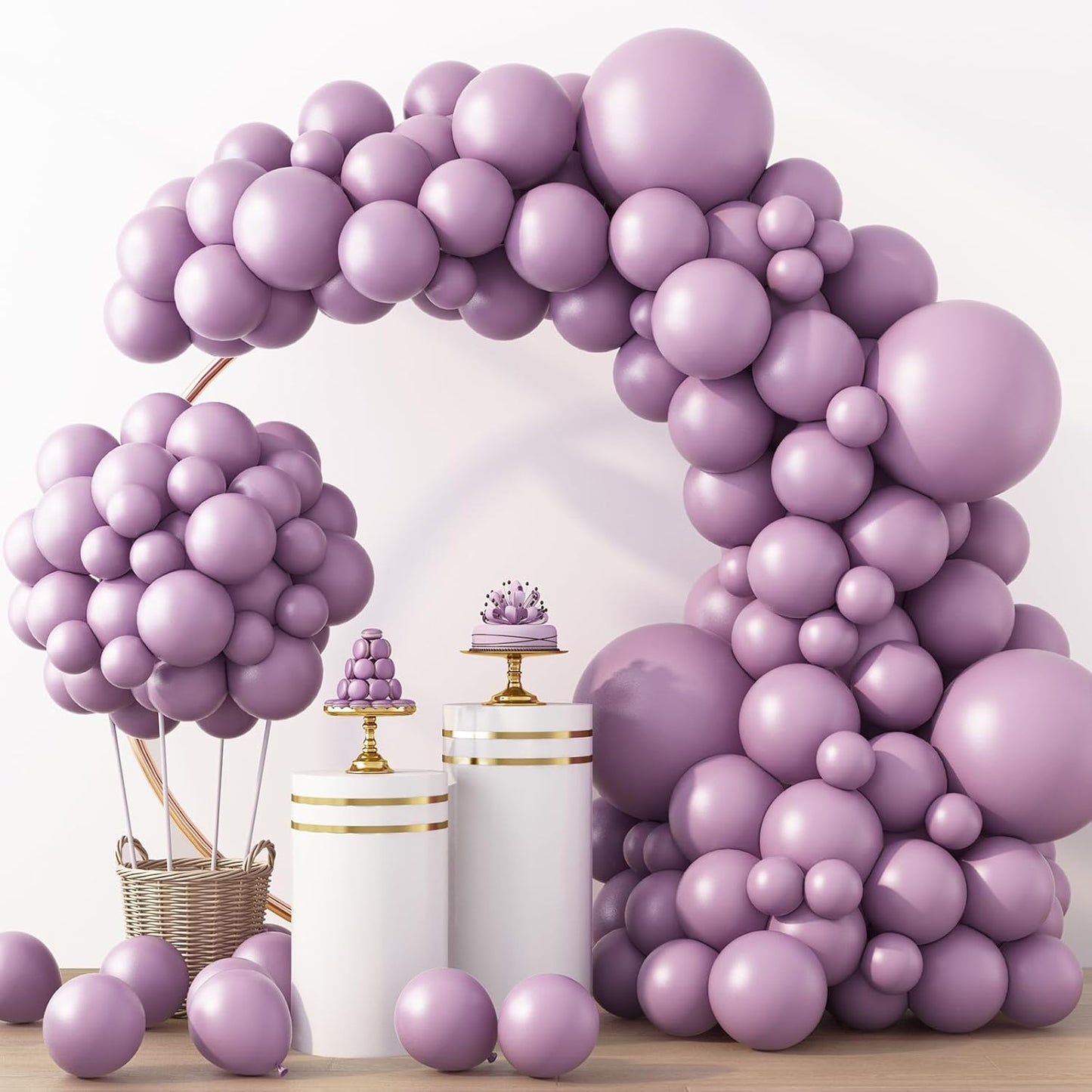 RUBFAC Dusty Purple Balloons - 129-Piece Latex Garland Kit for Weddings, Baby Showers & Parties | 5-18 Inch Sizes
