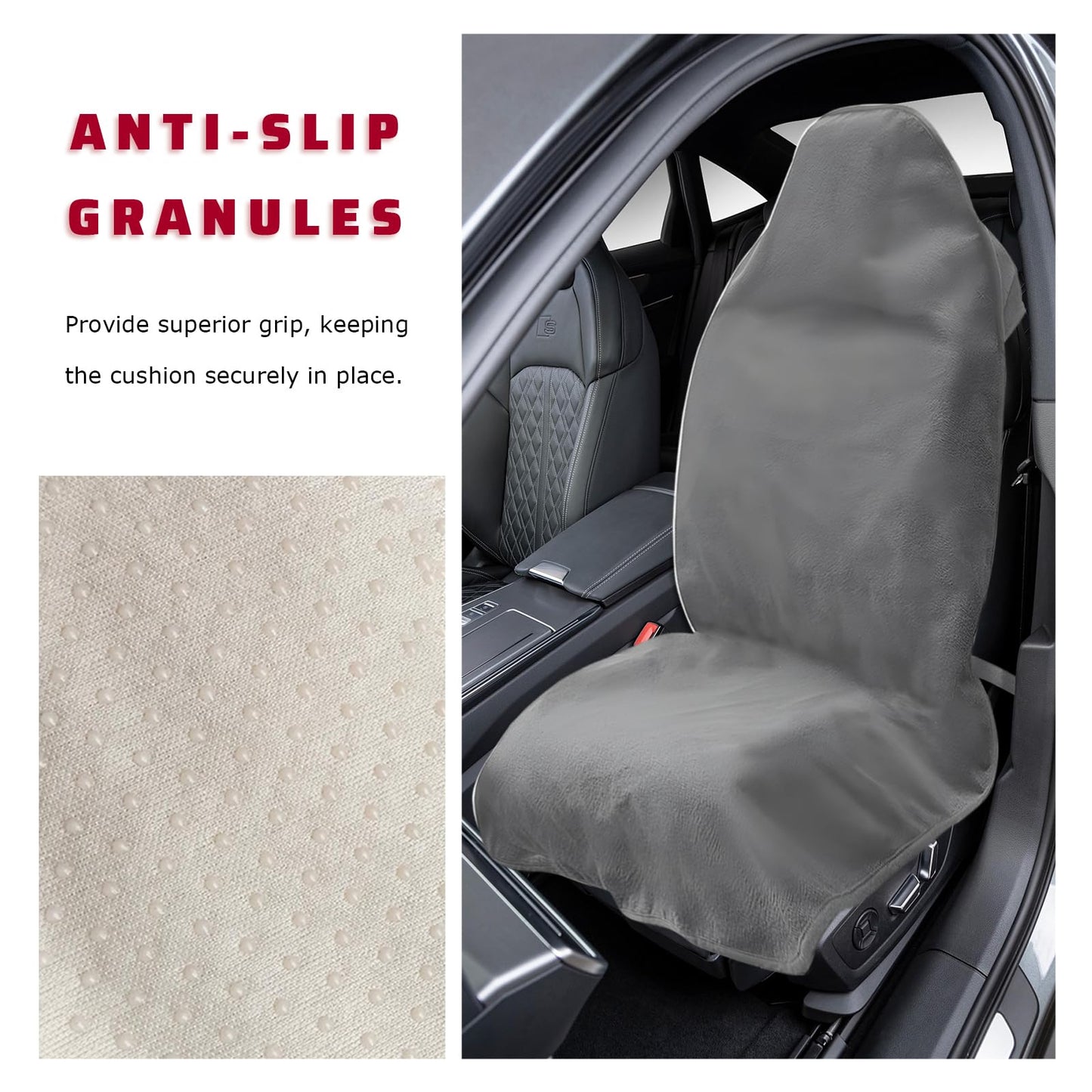 PKOLSFE Car Towel Seat Cover, Waterproof Front Seat Protective Cover for Post Gym Workout Running Swimming, Non-Slip Sweatproof Front Bucket Seats Cover Towel for Cars SUVs Trucks (Gray)