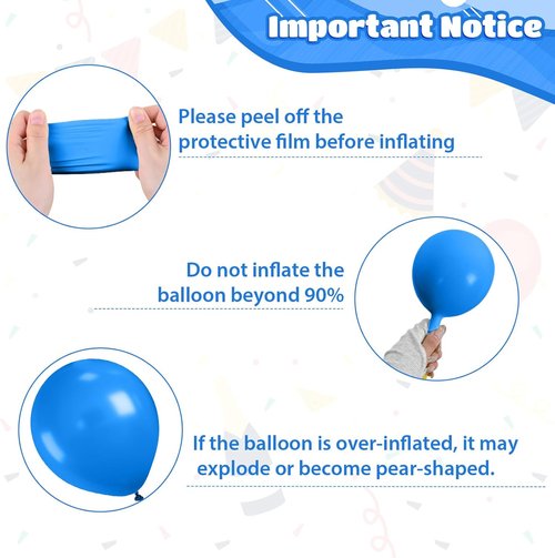 Blue and Black Balloons - 12 Inch Dark Blue & Silver Pearl Balloons for Boys' Birthday Party Decor