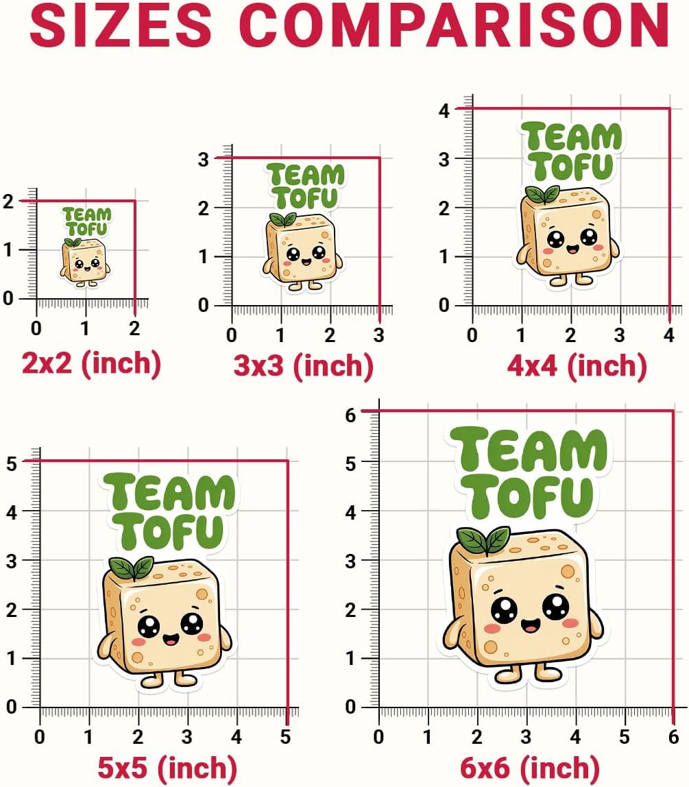 3 Pcs Team Tofu Cute Sticker, Funny Vegan Food Cartoon Design, Vegetarian Vinyl Stickers Die-Cut Waterproof for Laptop