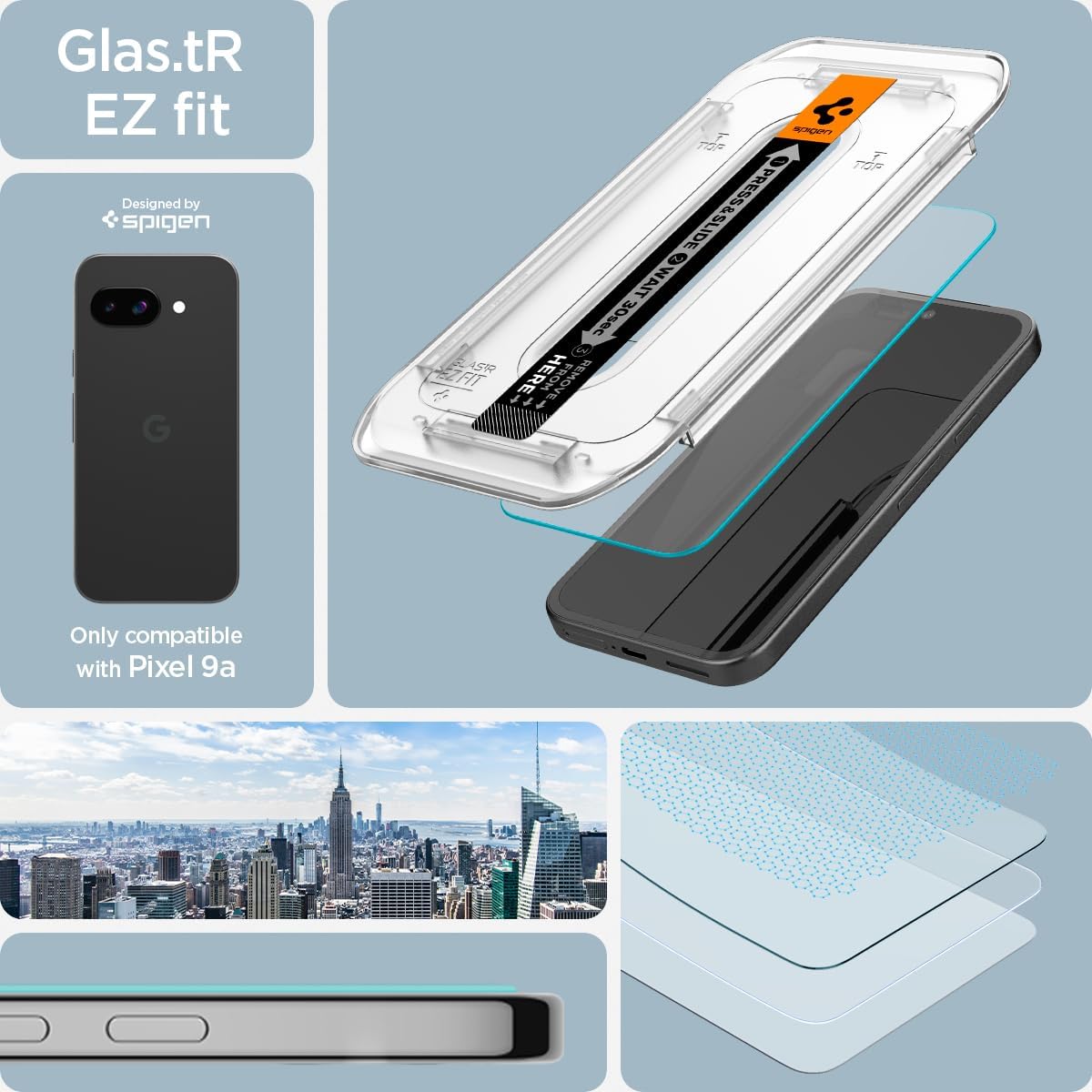 9a 2 Pack Spigen Tempered Glass Screen Protector [GlasTR EZ FIT] designed for Pixel