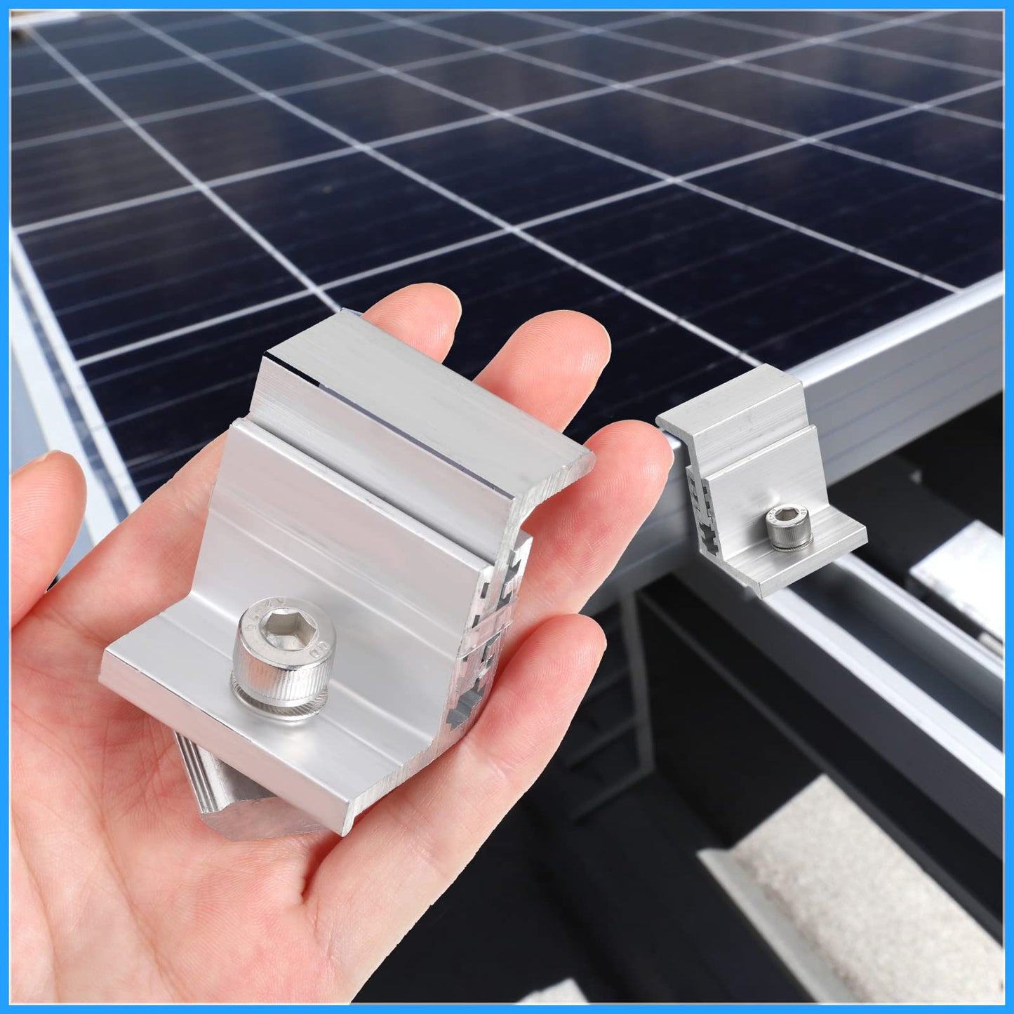 Zhengmy 40 Pack Solar Panel End Clamp Mounting Z Bracket Mid Clamps Aluminum Rail End Clamps Clips Adjustable Panels Grounding Gutter Kit for Pv Mounting System Install Hardware Fasteners Accessory