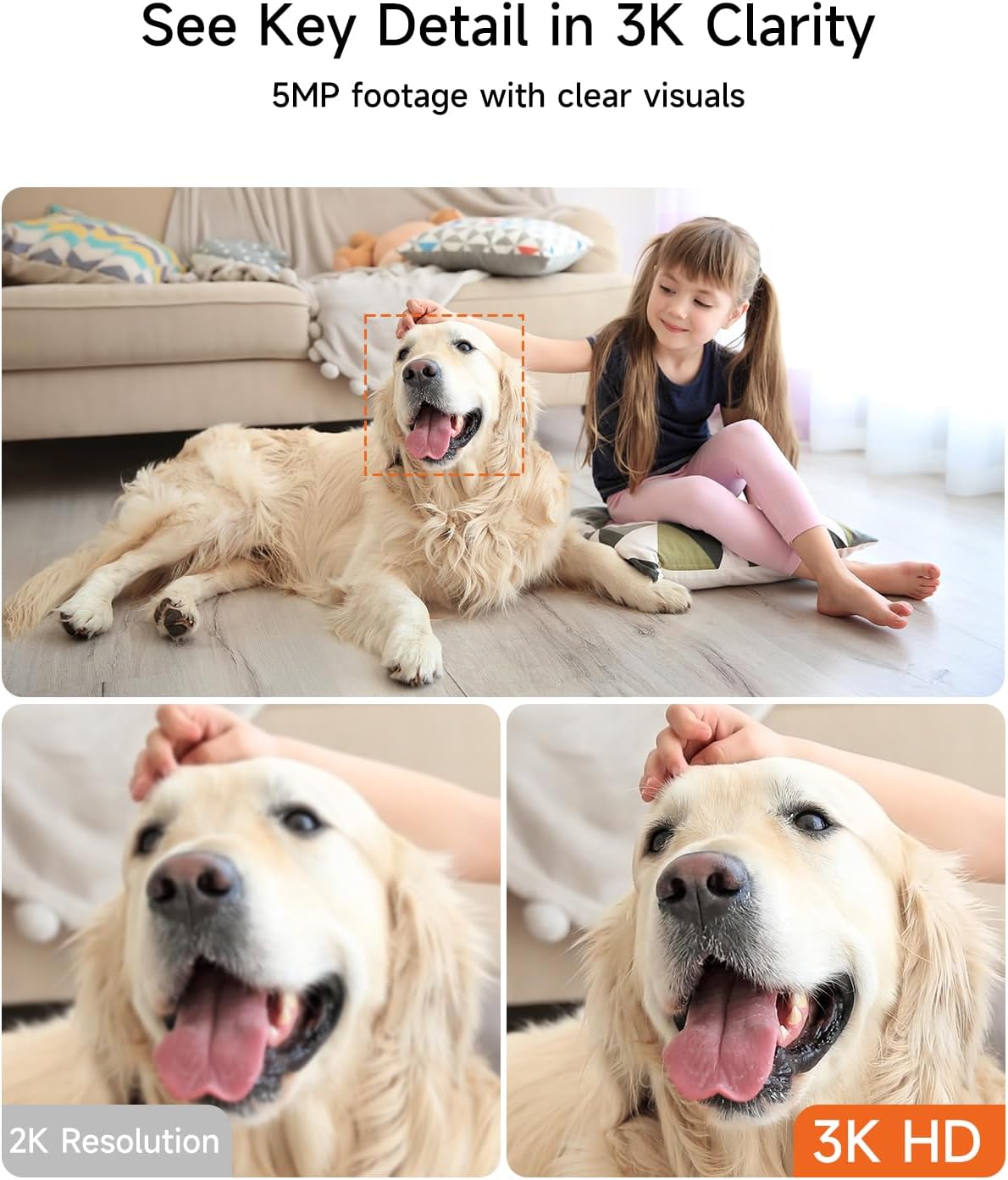 CINMOORE 5G 3K 2-Way 2.4G/5G Pet Camera Indoor with Phone App, Cat Dog Cameras with Speaker, Pan-Tilt WiFi Baby Monitor