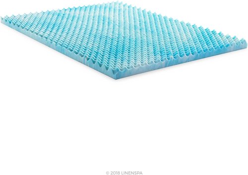 Linenspa 3 Inch Gel Memory Foam Mattress Topper - Reversible Egg Crate Design for Comfort - King Size