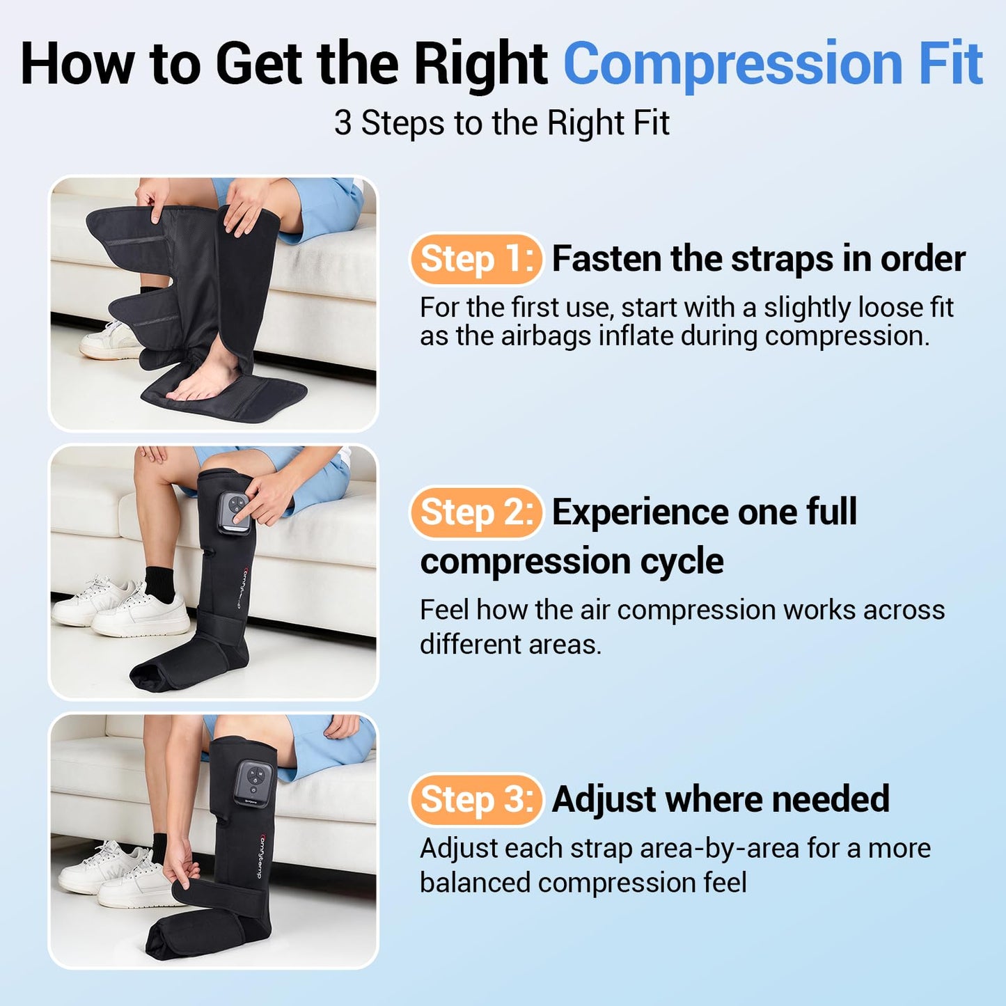 Comfytemp Cordless Air Compression Leg Massager for Circulation and Pain Relief, Portable Foot and Calf Compression Boots for Plantar Fasciitis, Varicose Veins, Ideal for Mom Dad (Fit Calf 13"~19")