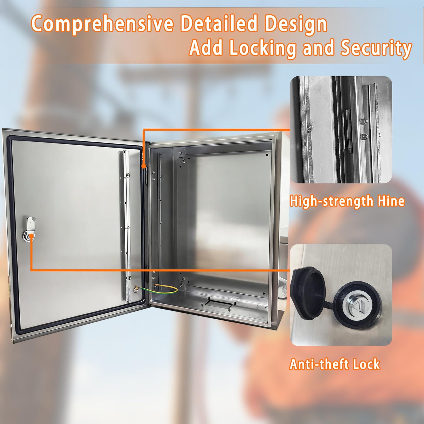 NBCYUNER Stainless Steel Electrical Enclosure 12x10x6 Inch NEMA 4X Enclosure 304 Stainless Steel Box IP66 Waterproof and Dustproof Metal Box