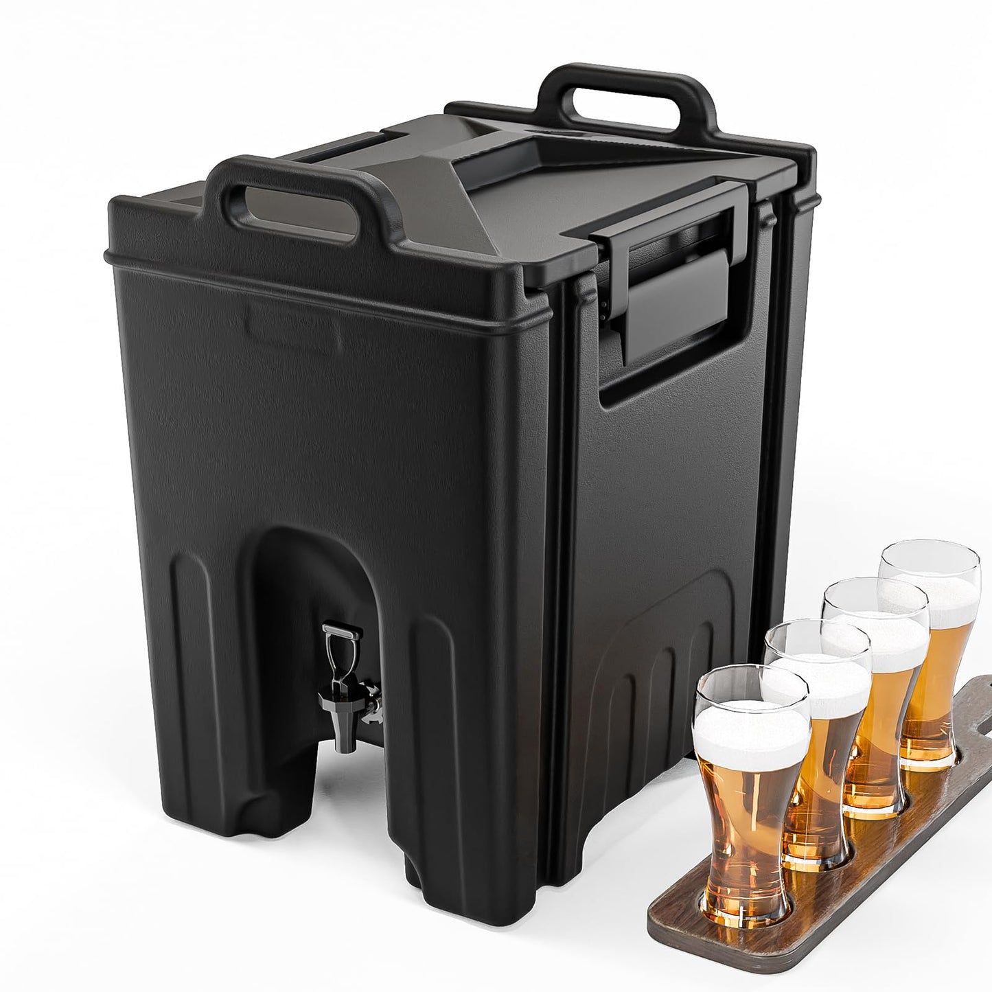 ROVSUN Insulated Beverage Dispenser, 12Gallon Drink Dispenser Food-grade LLDPE, Ice and Hot Drink Server w/Handles, Faucet & 50 Cups, Hot and Cold Beverage Server for Catering Event Party Restaurant