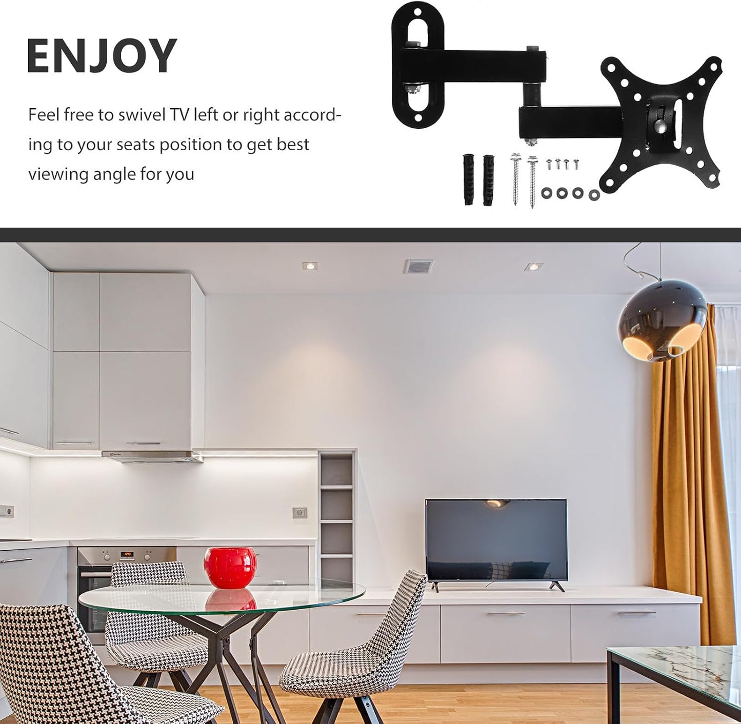 balacoo 14-27 Inch Adjustable Monitor Wall Mount Bracket for Computer Screens and Tvs, Fixed No-Drill Screen Holder